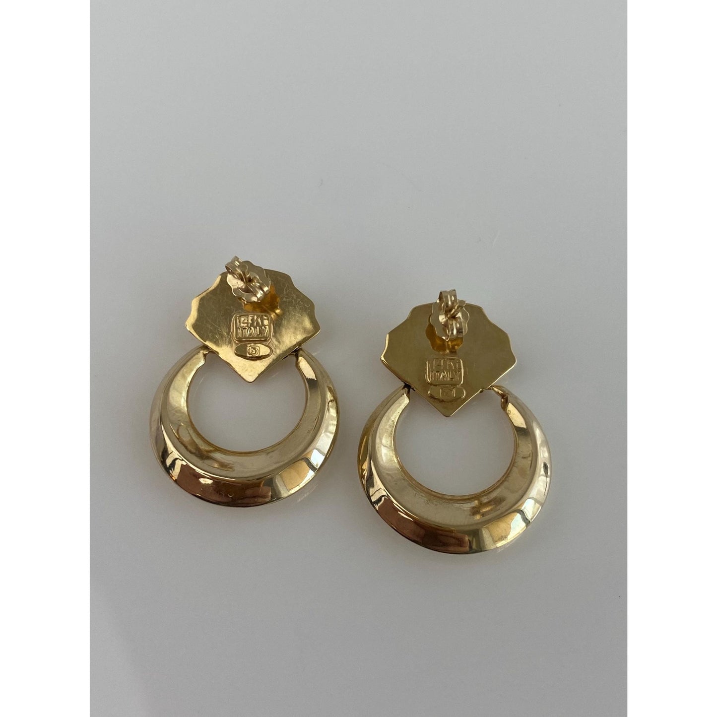 Vintage 14k Yellow Gold Fluted Dangle Stud Earrings