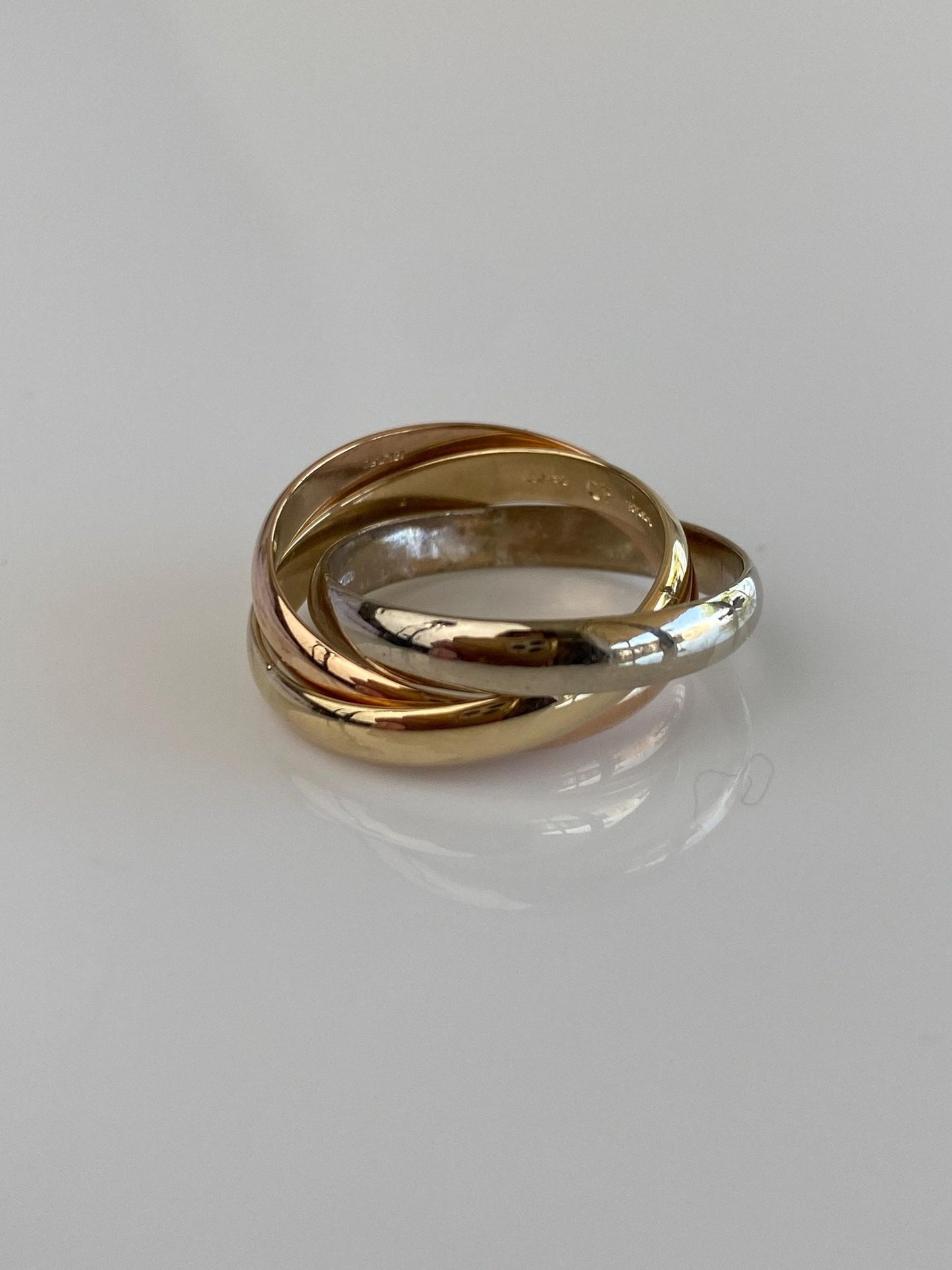 Vintage Solid 18k Tri Tone Gold Rolling Ring Band - Size 5.5