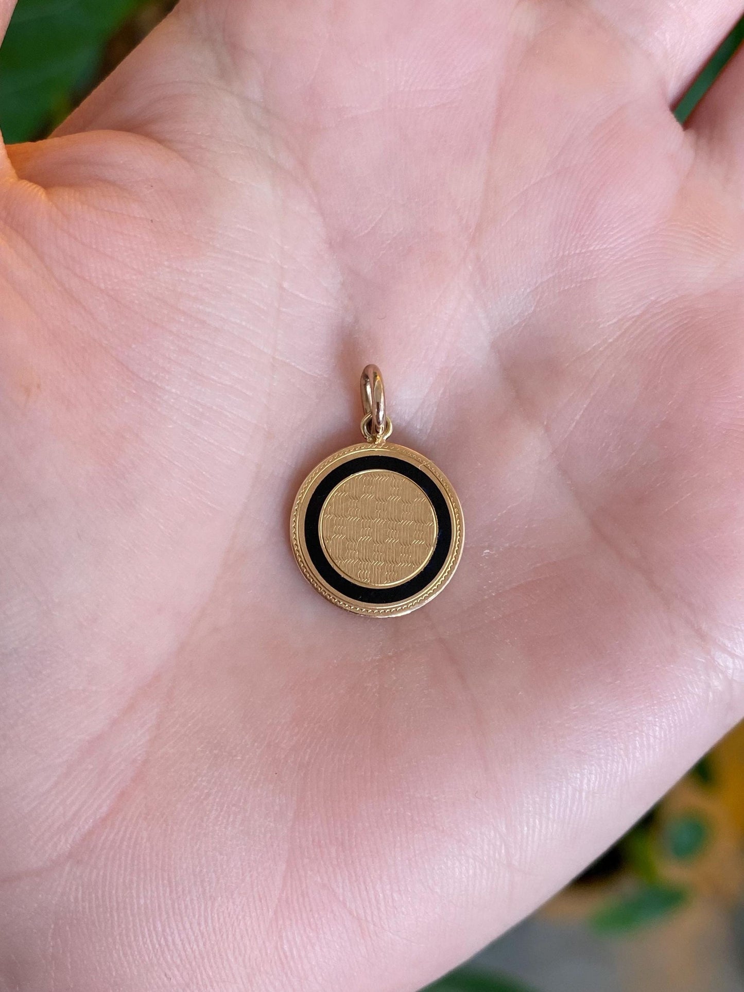 Vintage Solid 10k Rosey Gold Black Enamel Cufflink Conversion Charm