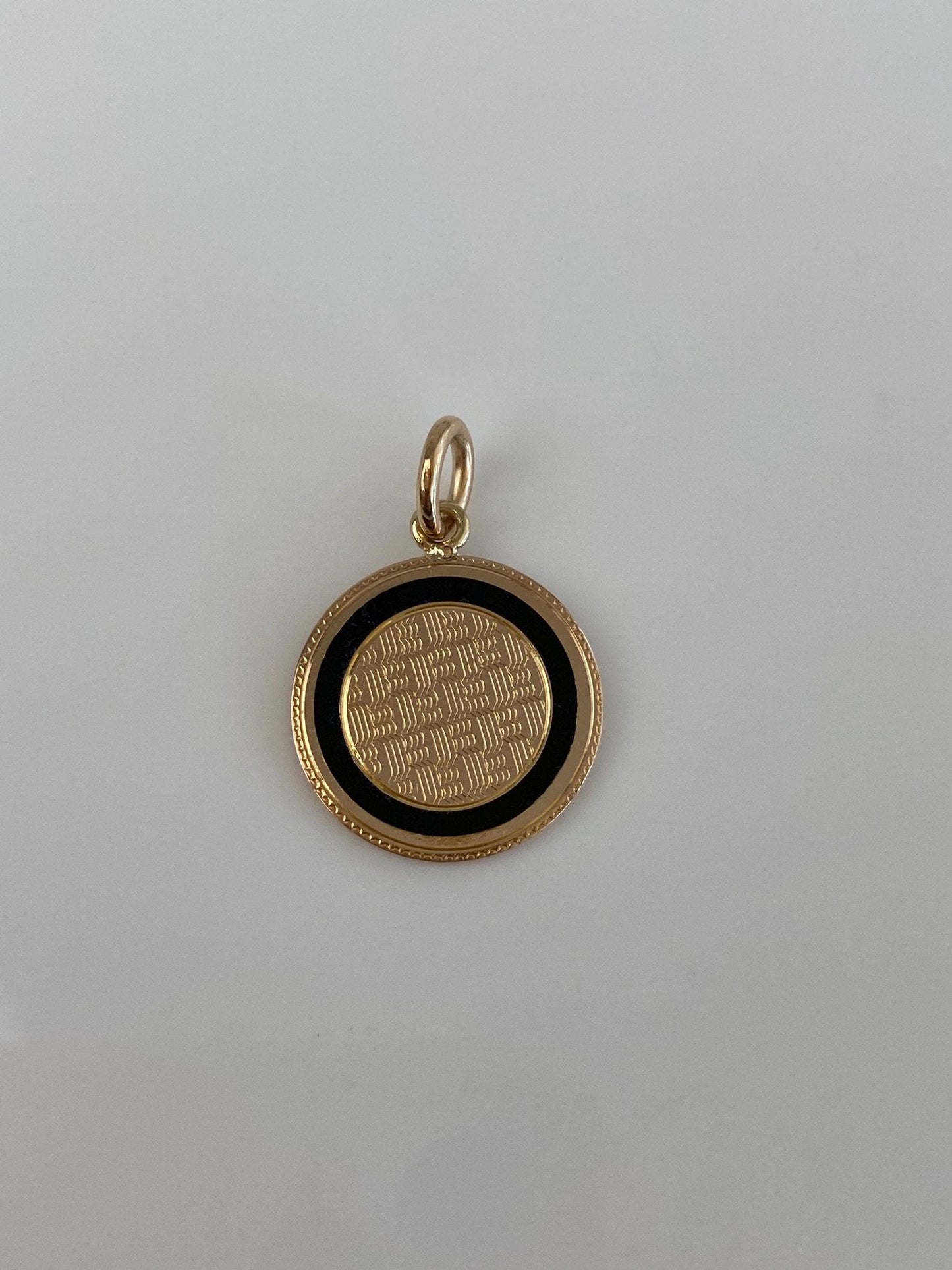 Vintage Solid 10k Rosey Gold Black Enamel Cufflink Conversion Charm
