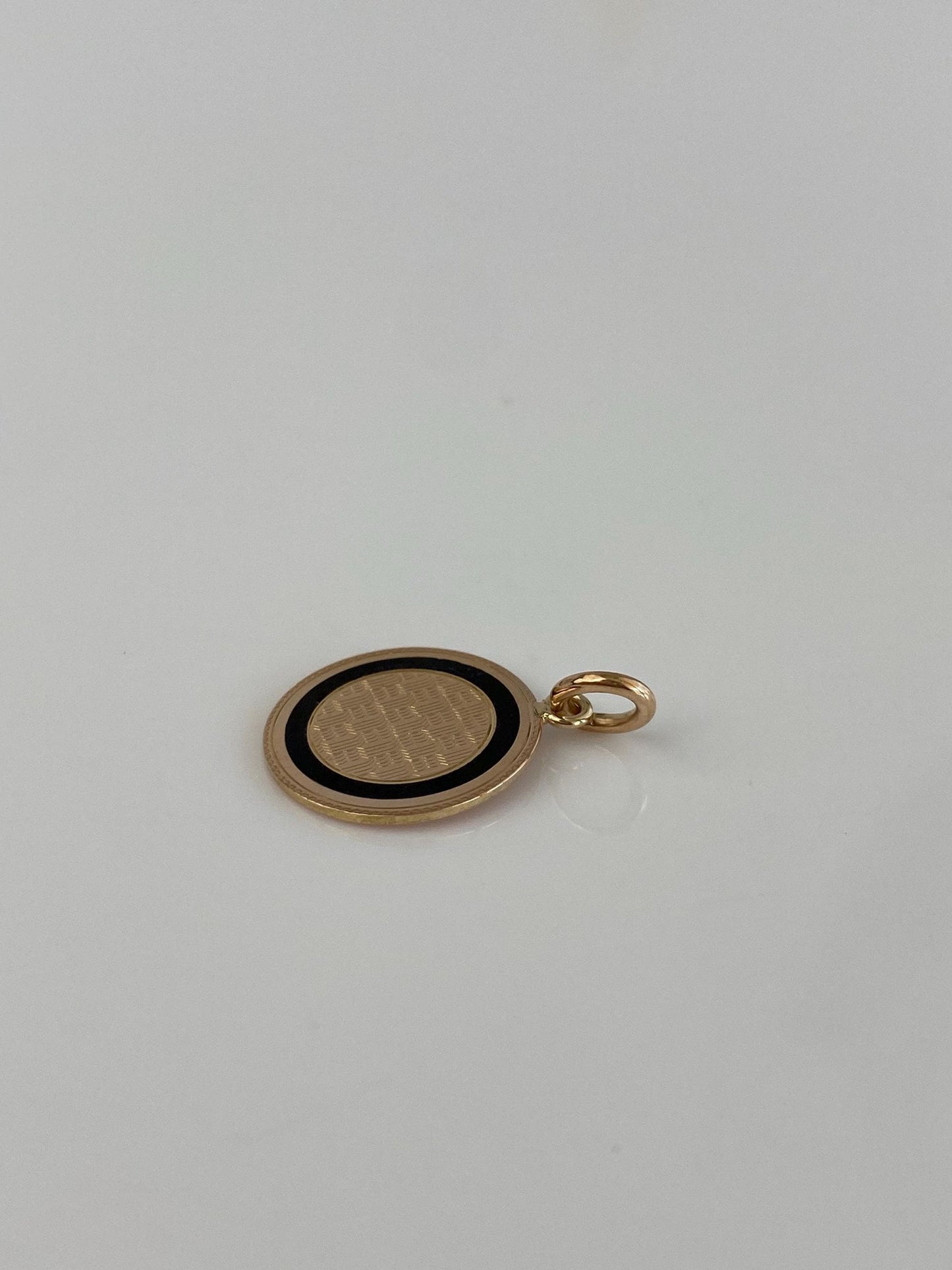 Vintage Solid 10k Rosey Gold Black Enamel Cufflink Conversion Charm