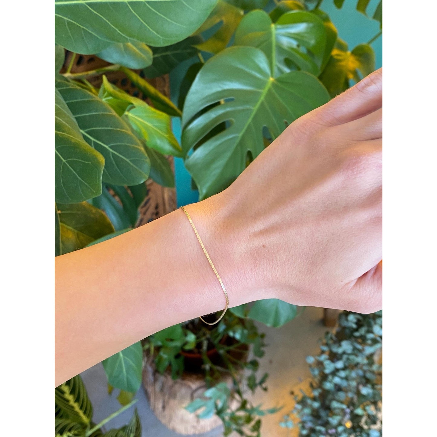 Vintage Solid 14k Yellow Gold Serpentine Chain Bracelet - 7.5 inches