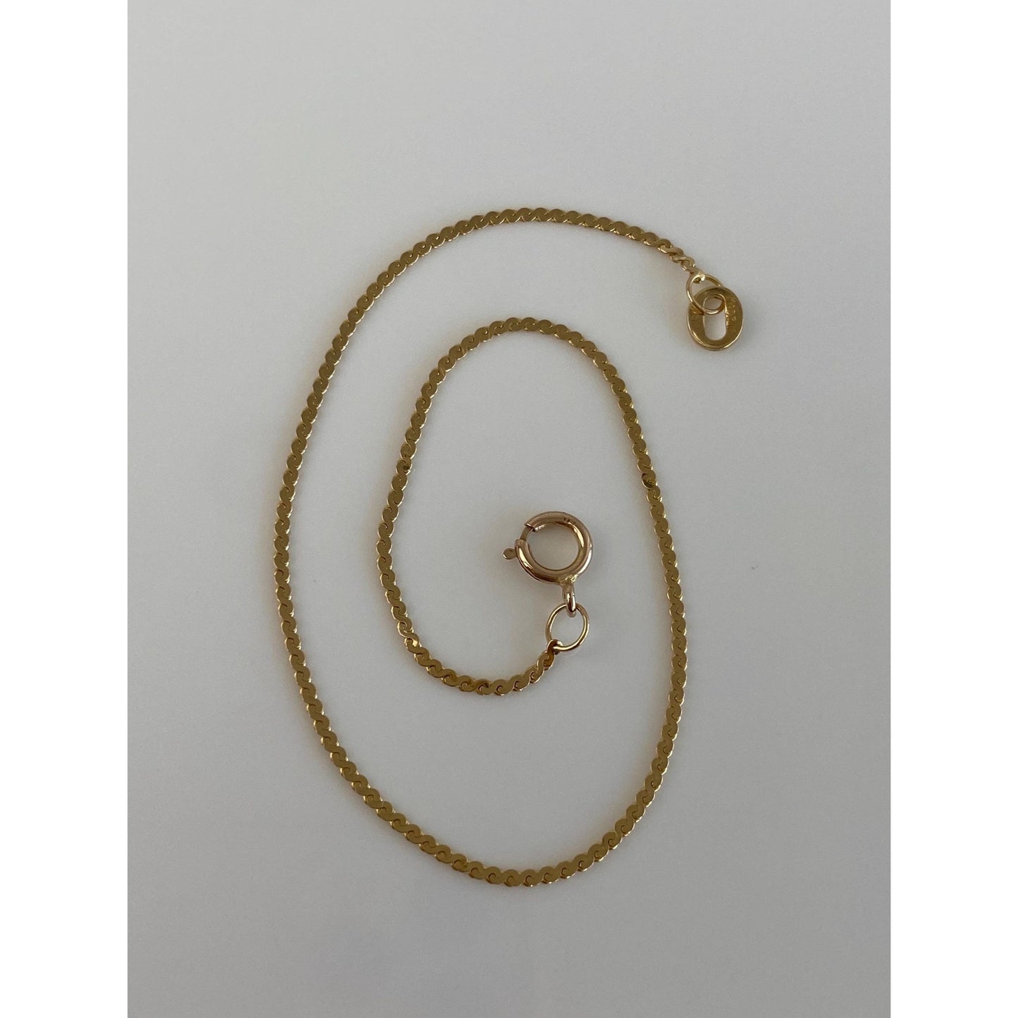 Vintage Solid 14k Yellow Gold Serpentine Chain Bracelet - 7.5 inches