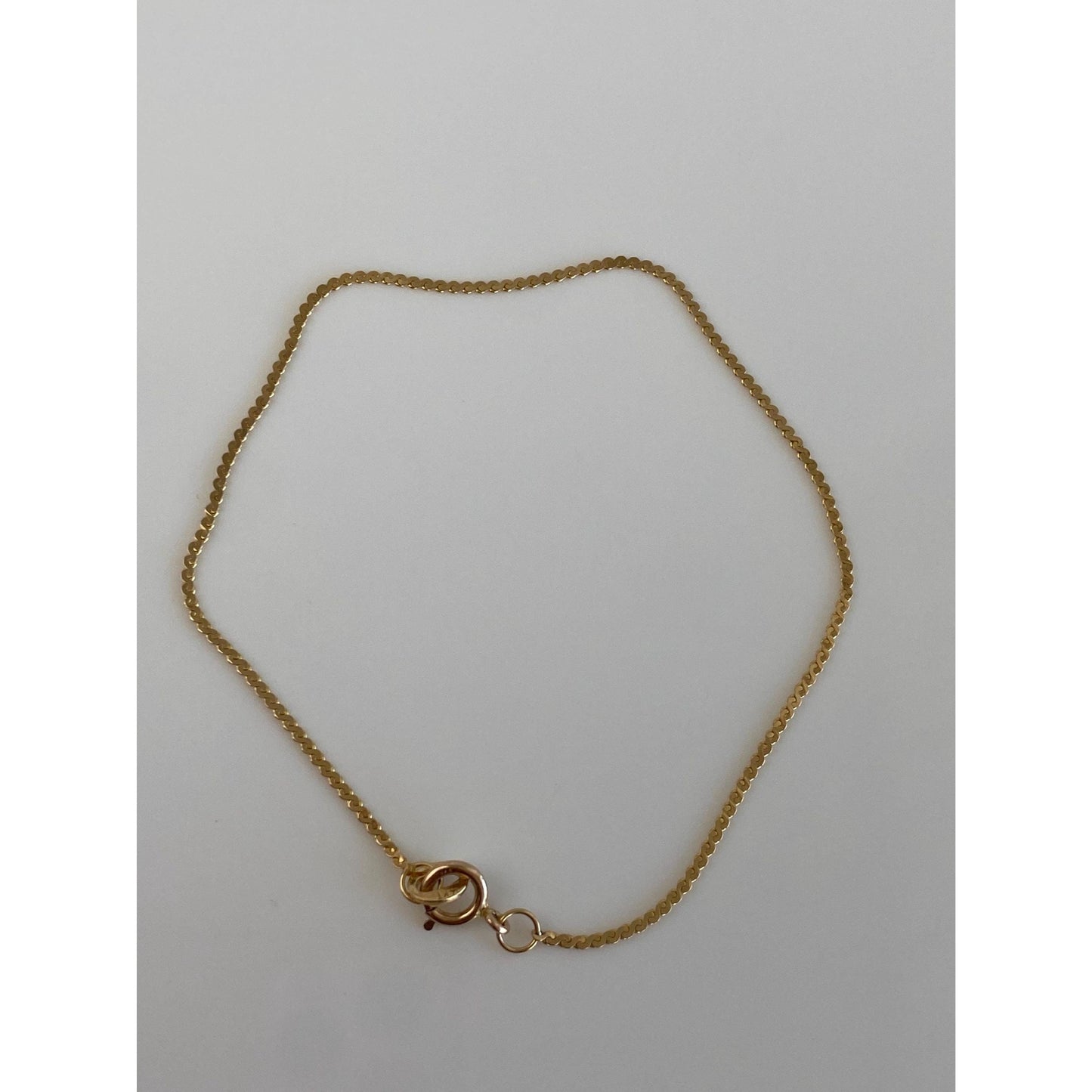 Vintage Solid 14k Yellow Gold Serpentine Chain Bracelet - 7.5 inches