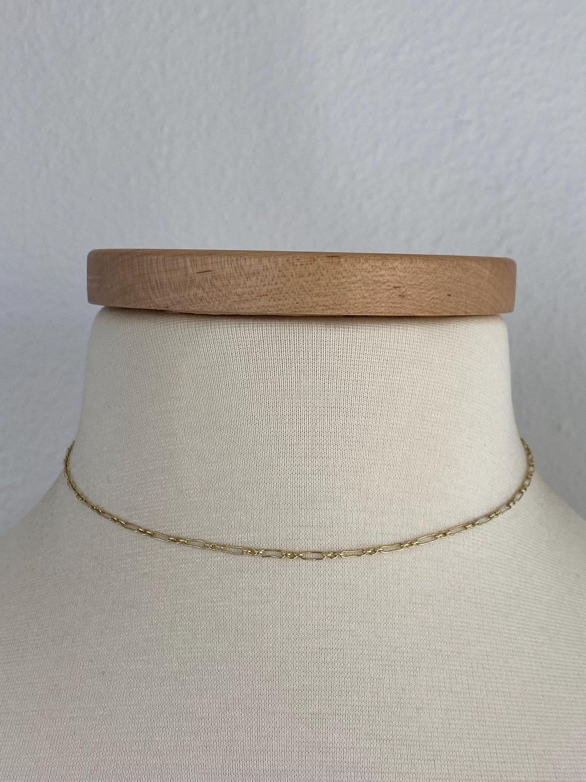 Vintage Solid 14k Yellow Gold Fancy Elongated Chain Necklace - 15 inches