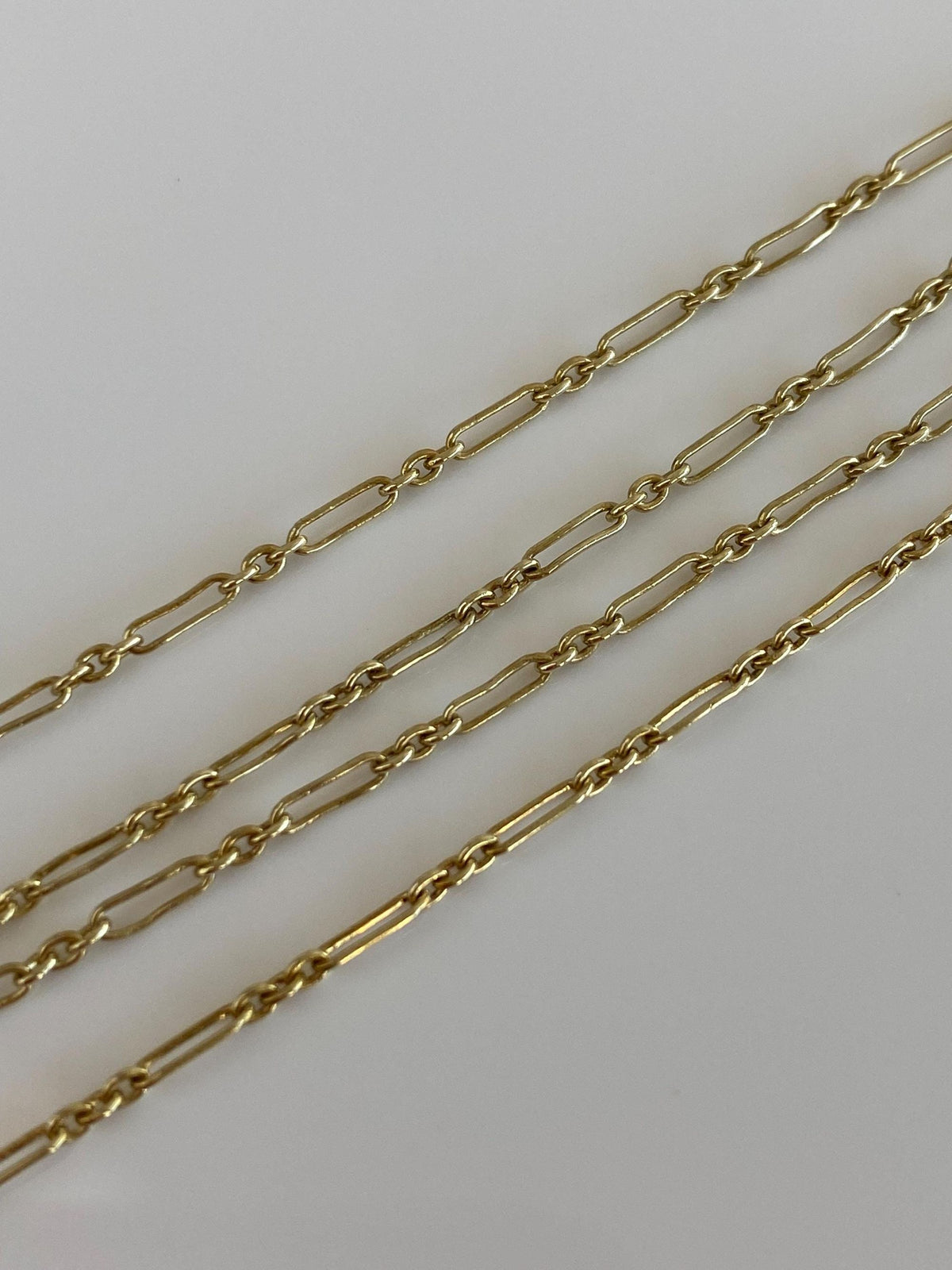 Vintage Solid 14k Yellow Gold Fancy Elongated Chain Necklace - 15 inches