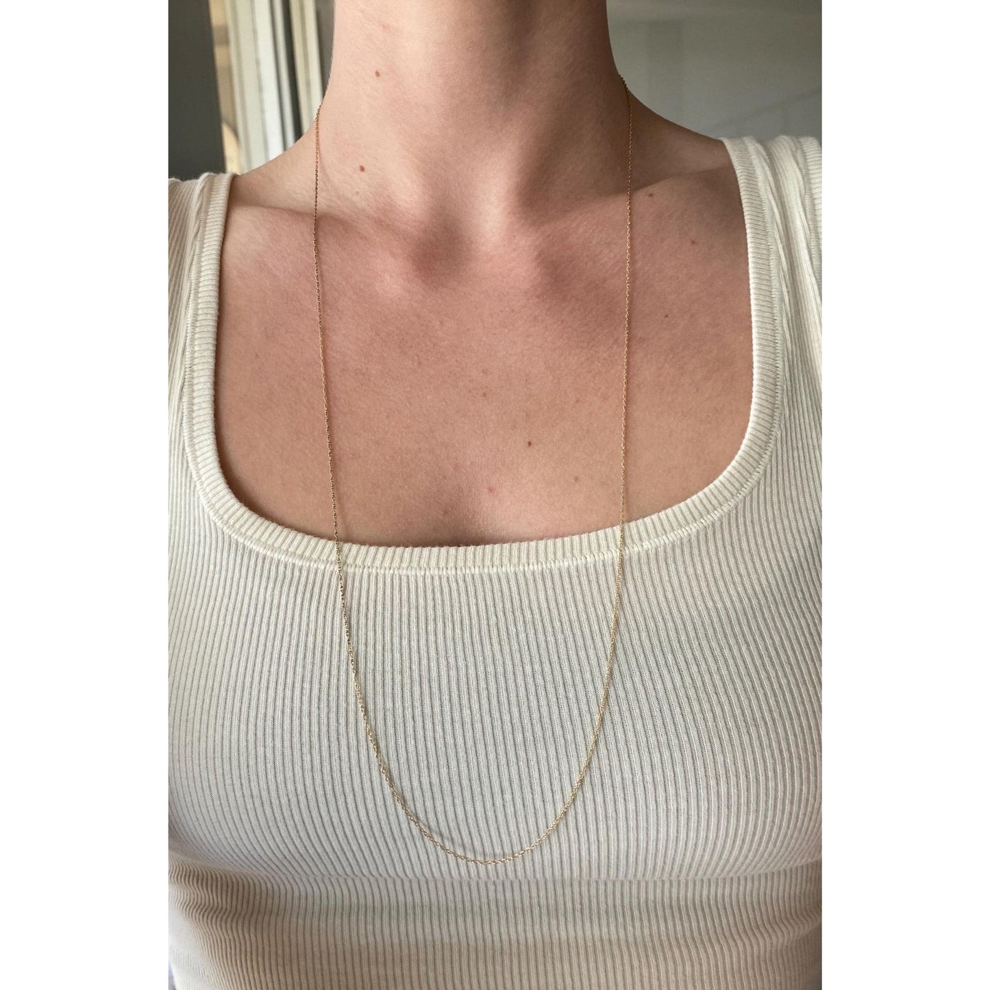 Vintage Solid 14k Yellow Gold Dainty Long Chain Necklace - 30 inches