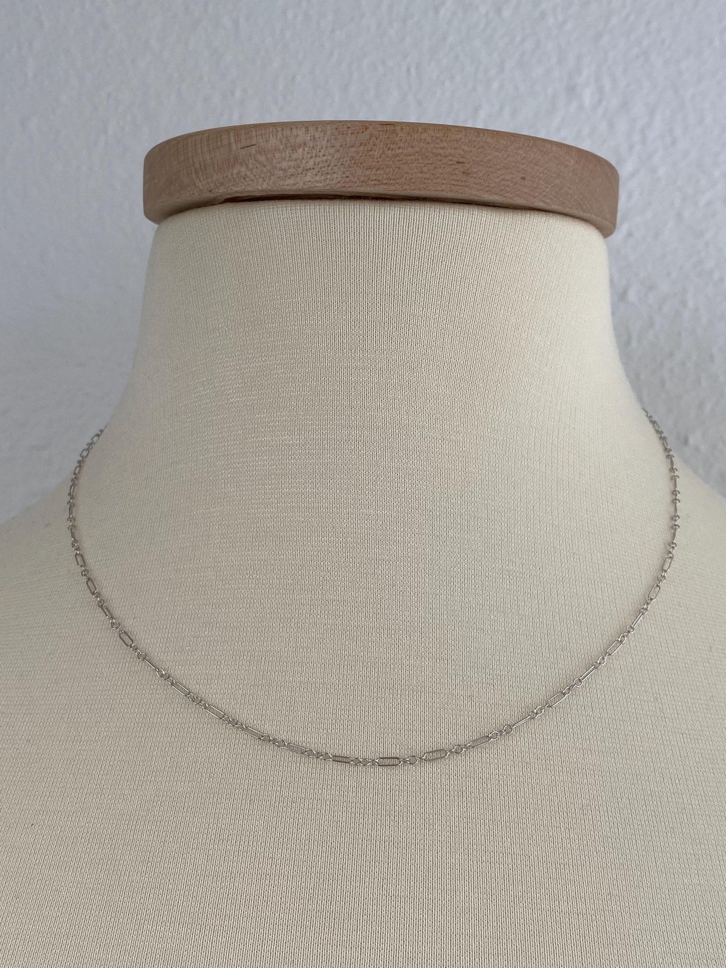 Vintage Solid 14k White Gold Dainty Albert Trombone Chain Necklace - 18.25 inches