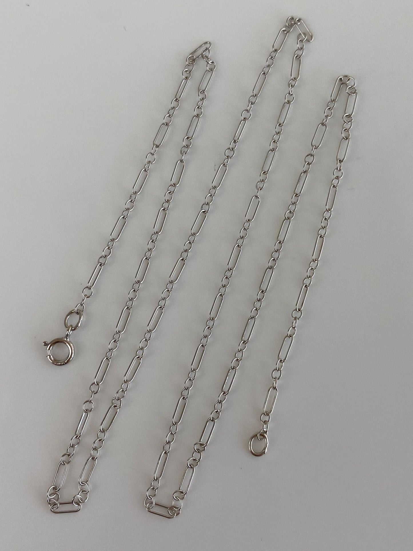 Vintage Solid 14k White Gold Dainty Albert Trombone Chain Necklace - 18.25 inches