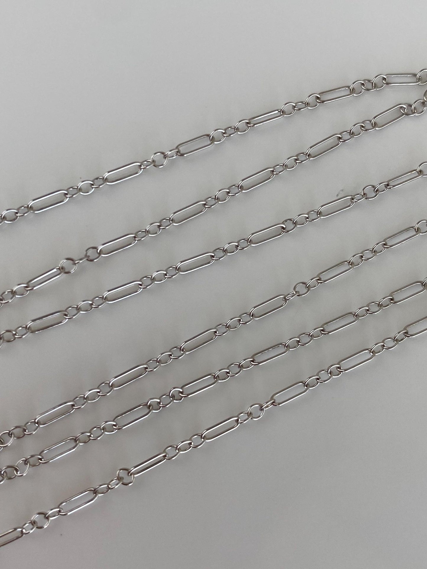 Vintage Solid 14k White Gold Dainty Albert Trombone Chain Necklace - 18.25 inches
