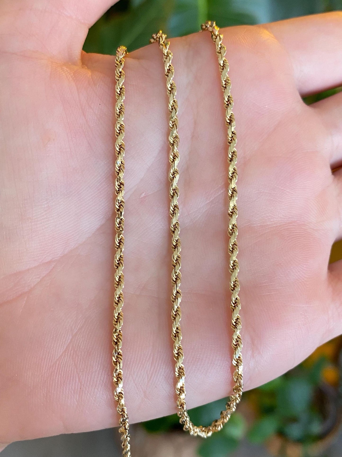 Vintage Solid 14k Yellow Gold Diamond Cut Rope Chain Necklace - 18.75 inches