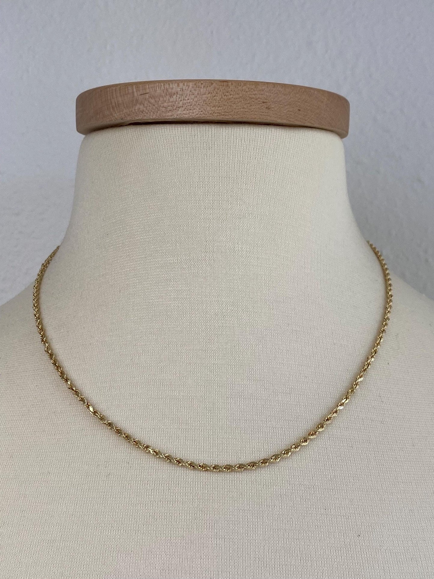 Vintage Solid 14k Yellow Gold Diamond Cut Rope Chain Necklace - 18.75 inches