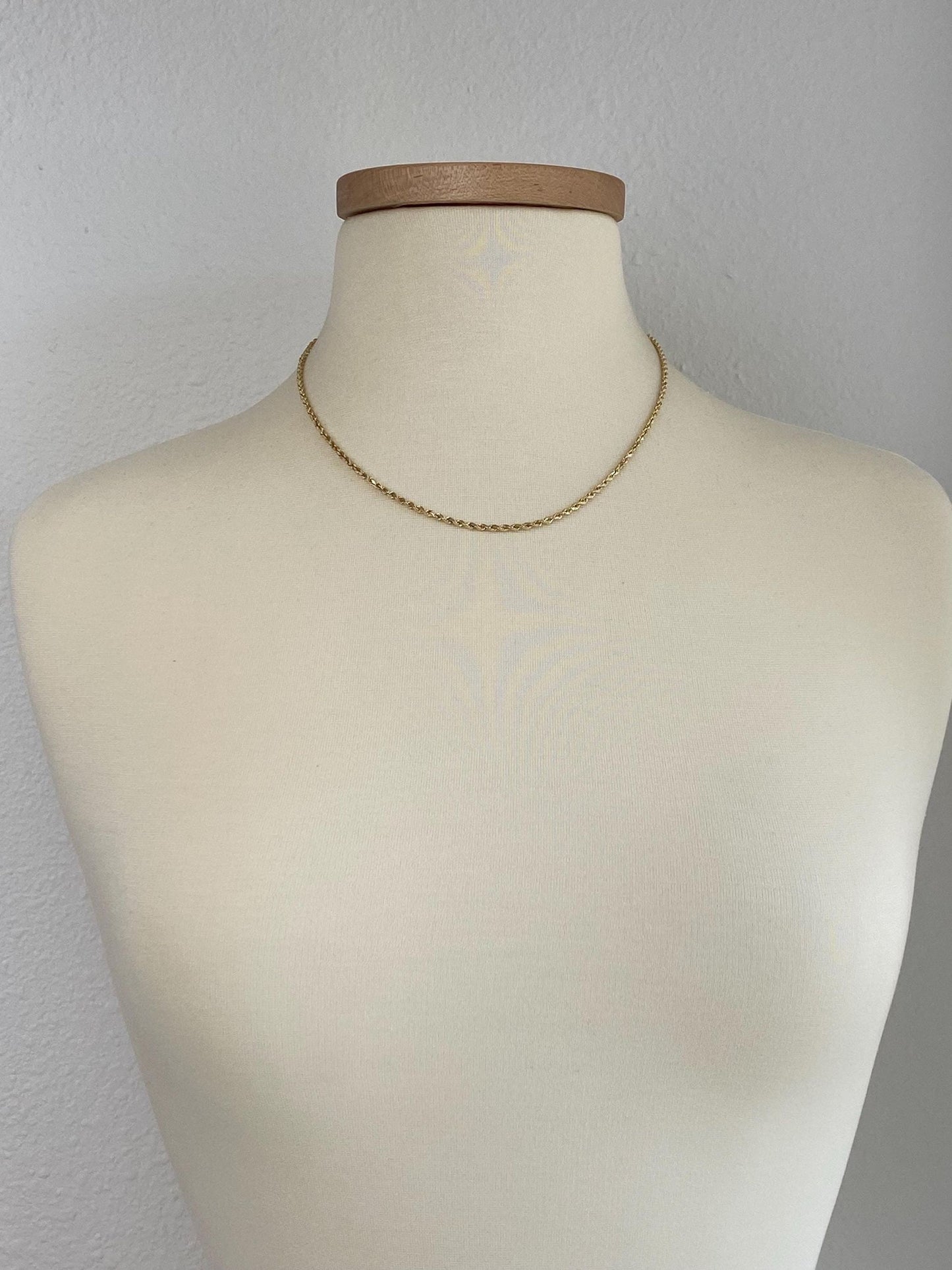 Vintage Solid 14k Yellow Gold Diamond Cut Rope Chain Necklace - 18.75 inches