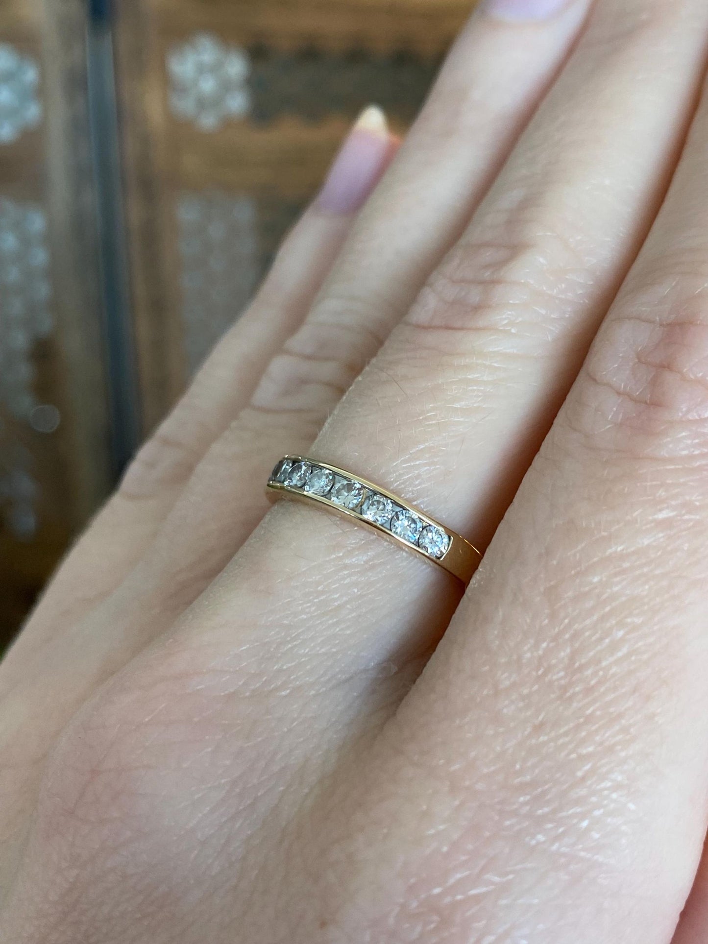 Vintage Solid 14k Yellow Gold Diamond Ring Band - Size 6.25