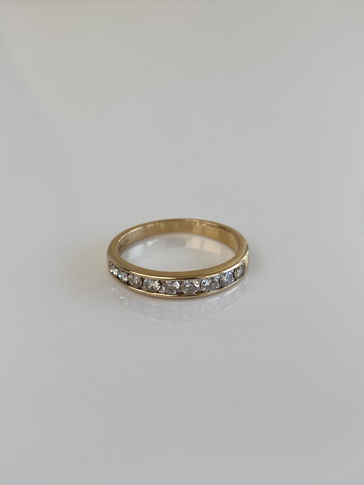 Vintage Solid 14k Yellow Gold Diamond Ring Band - Size 6.25