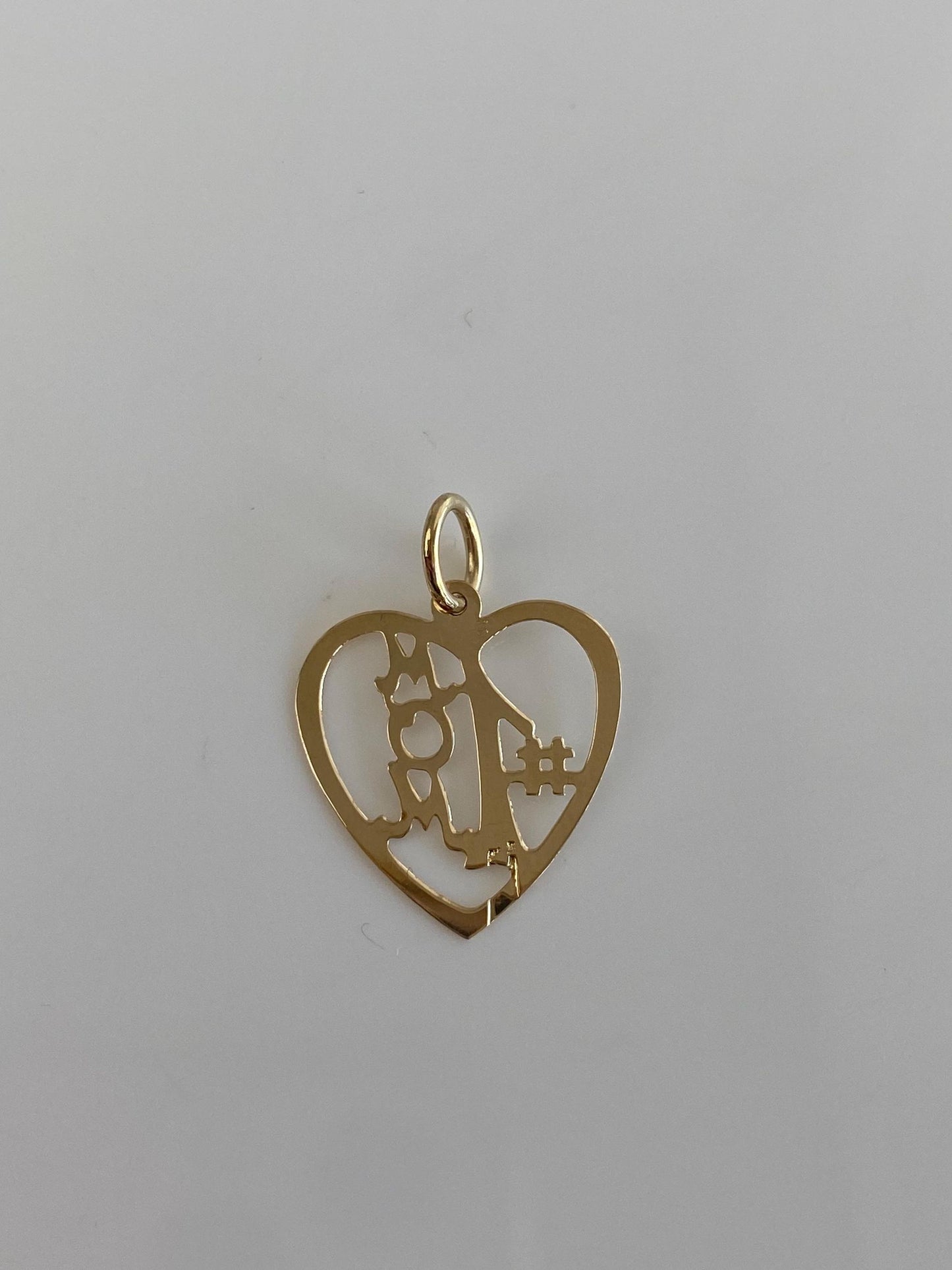 Vintage Solid 14k Yellow Gold #1 Mom Heart Charm