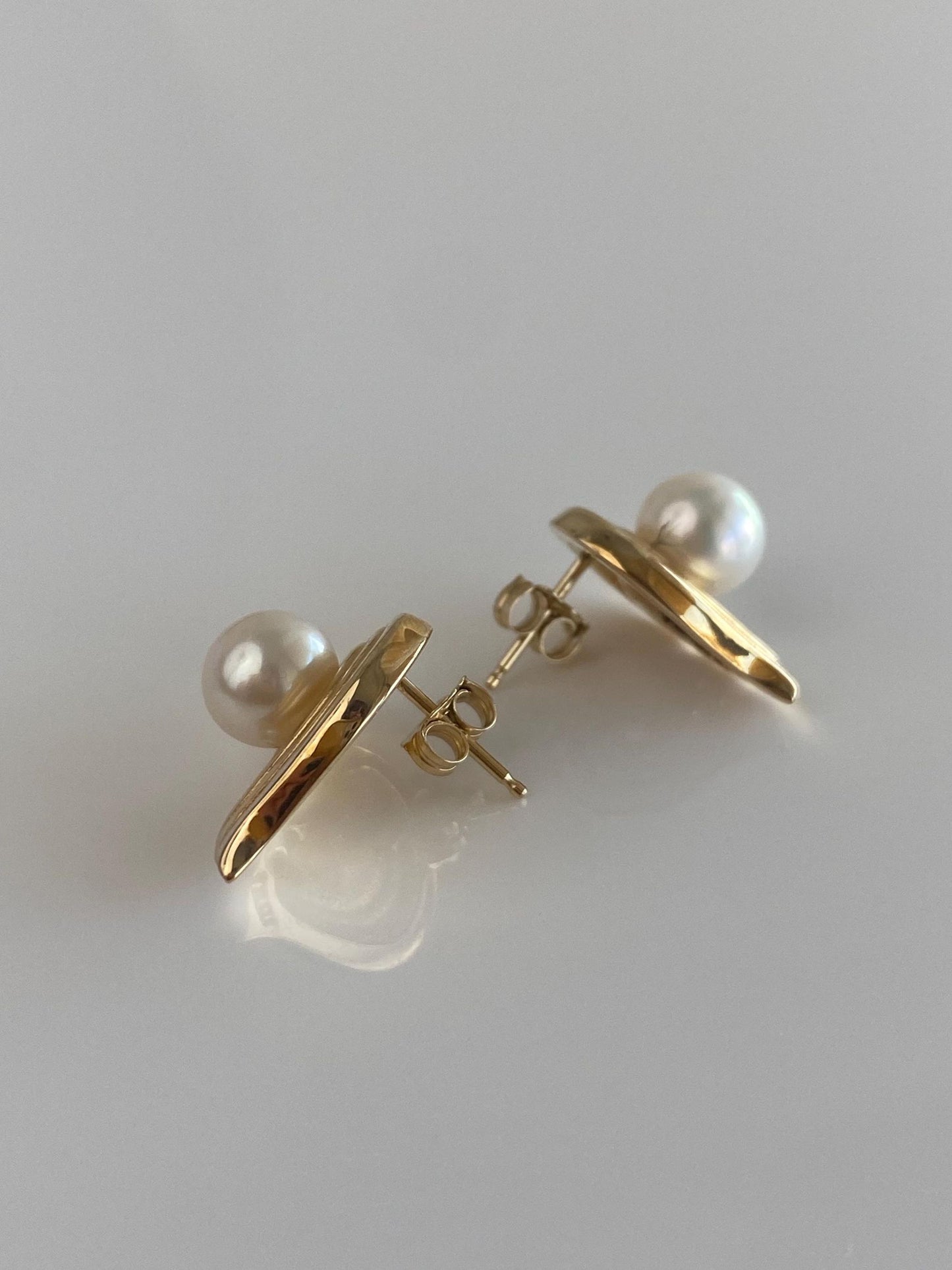 Vintage 14k Yellow Gold Diamond Pearl Drop Earrings