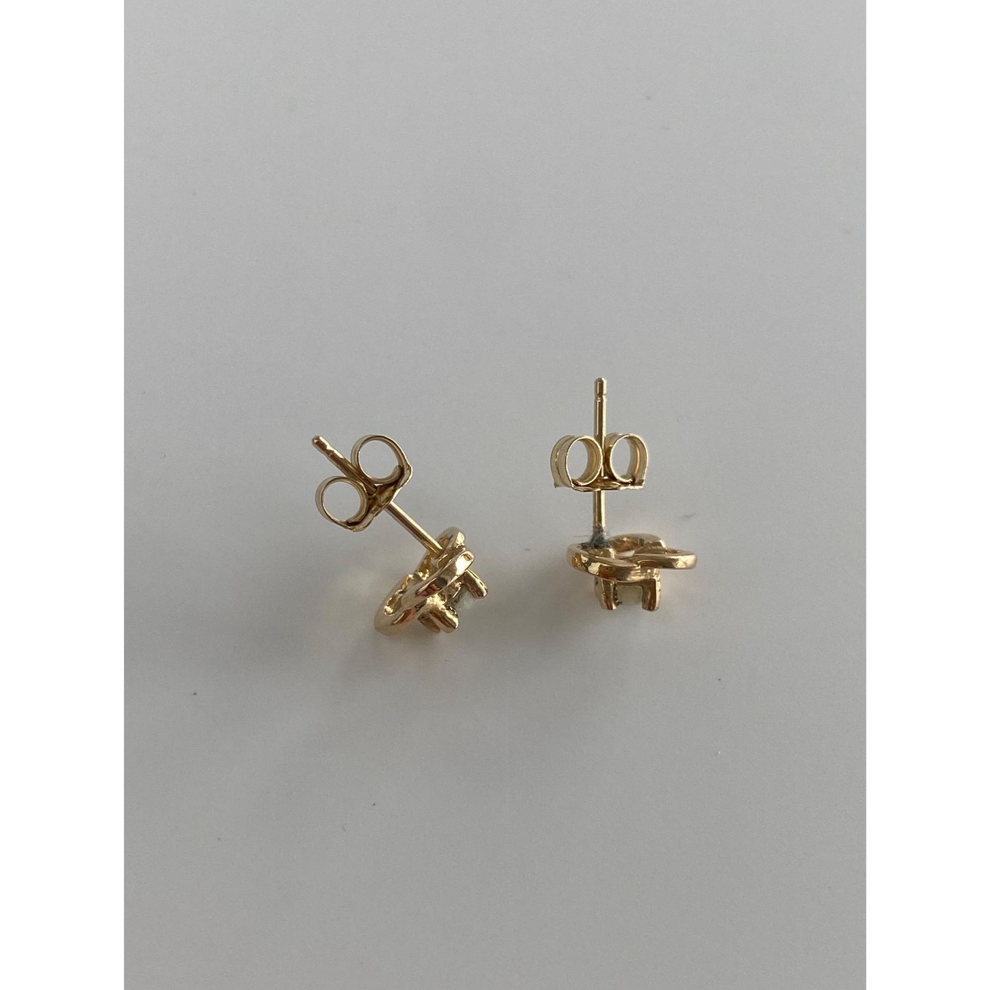 Vintage Solid 14k Yellow Gold Opal Knot Stud Earrings