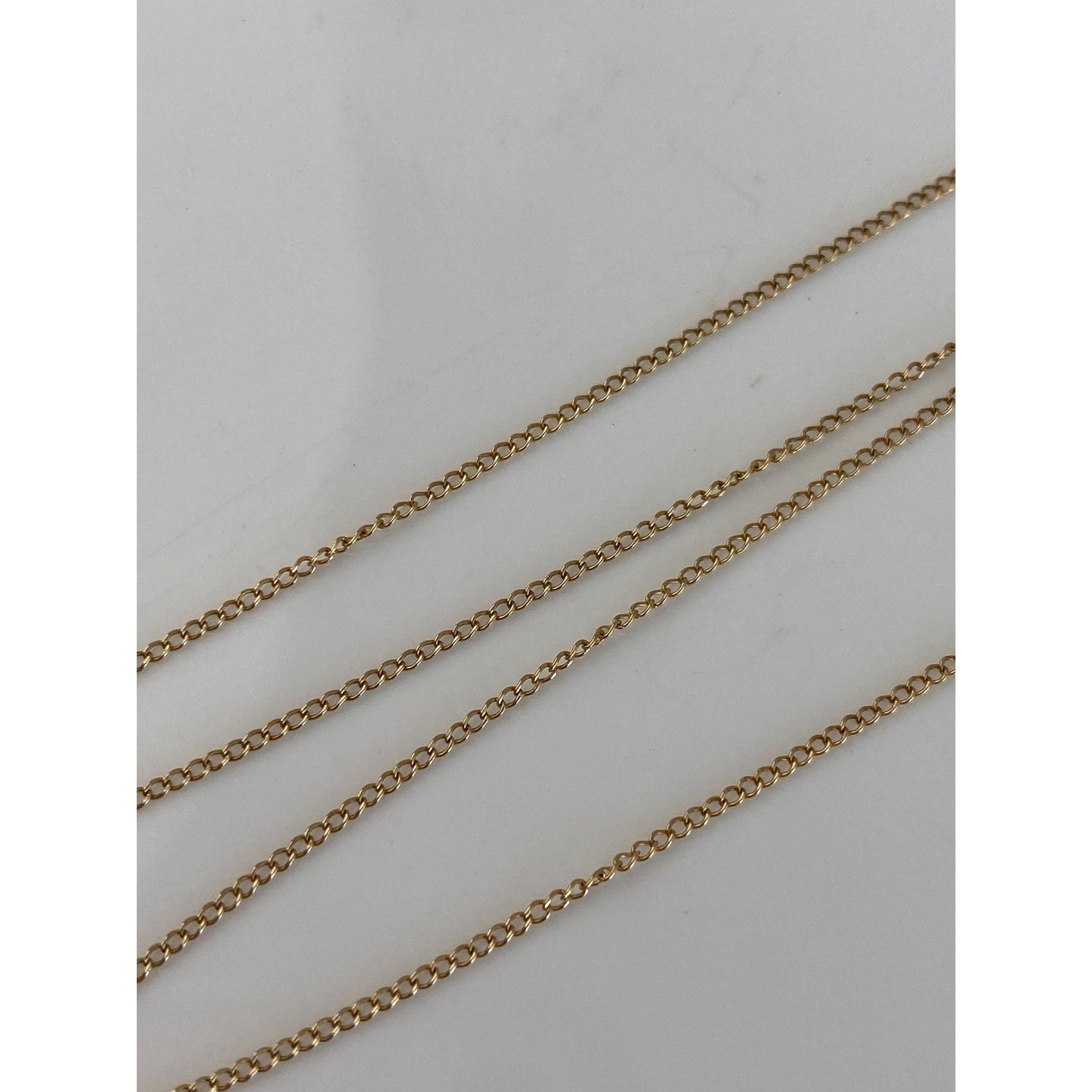 Vintage Solid 14k Yellow Gold Dainty Elongated Curb Chain Necklace - 18.75 inches