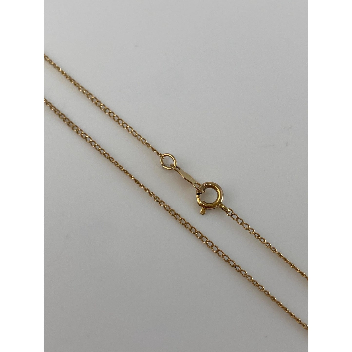 Vintage Solid 14k Yellow Gold Dainty Elongated Curb Chain Necklace - 18.75 inches