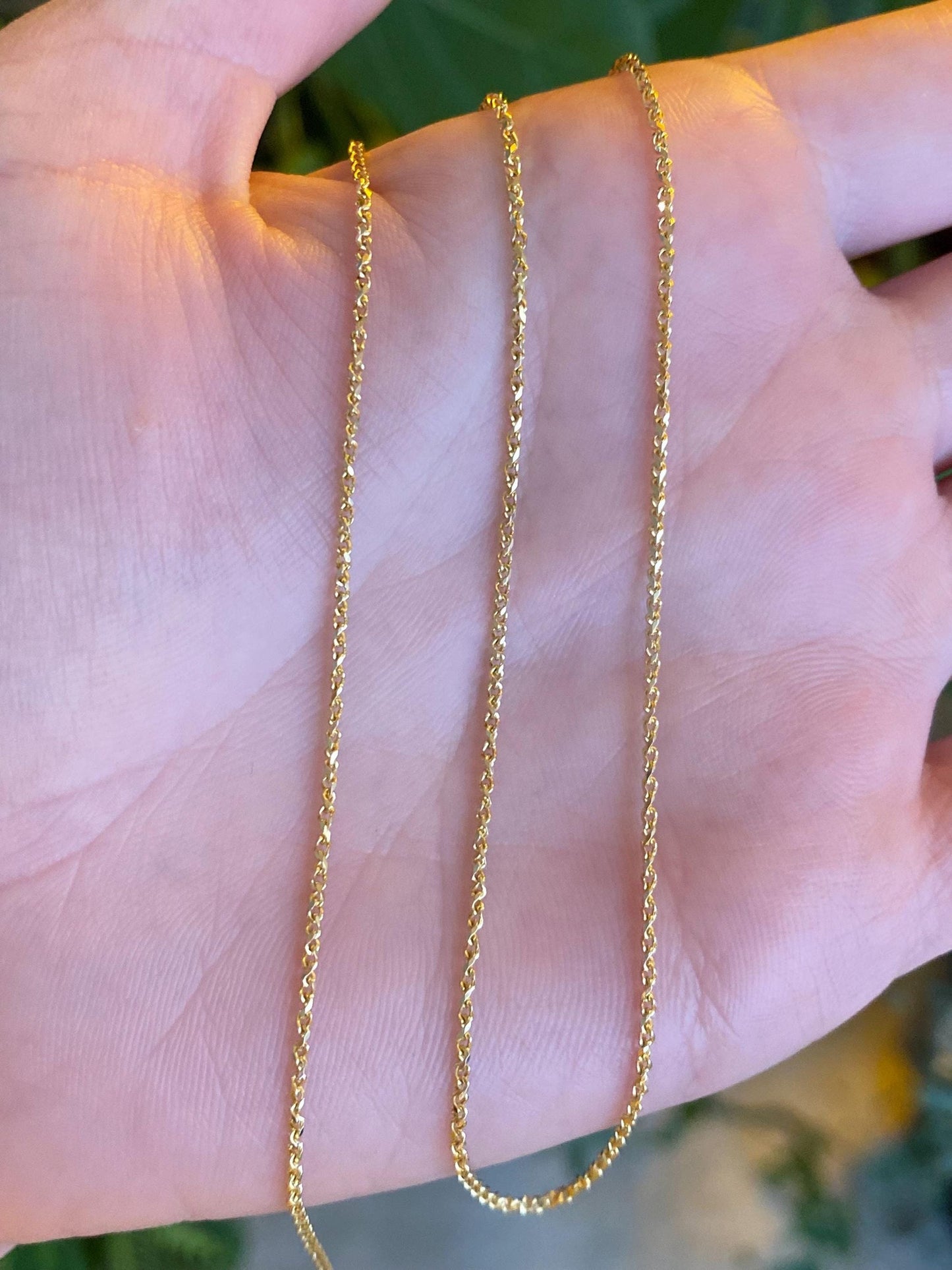 Vintage Solid 14k Yellow Gold Twisted Box Chain Necklace - 18 inches