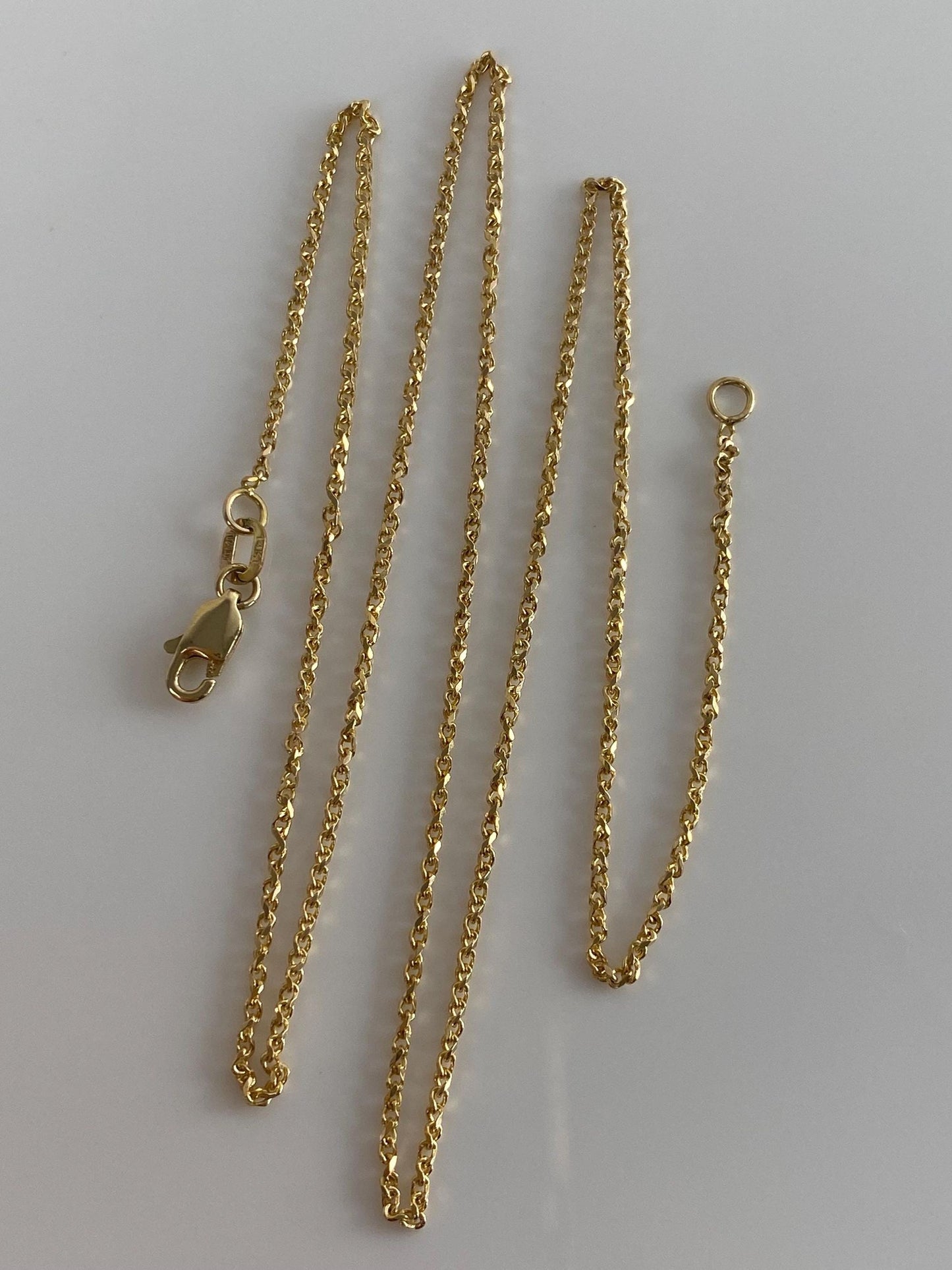 Vintage Solid 14k Yellow Gold Twisted Box Chain Necklace - 18 inches