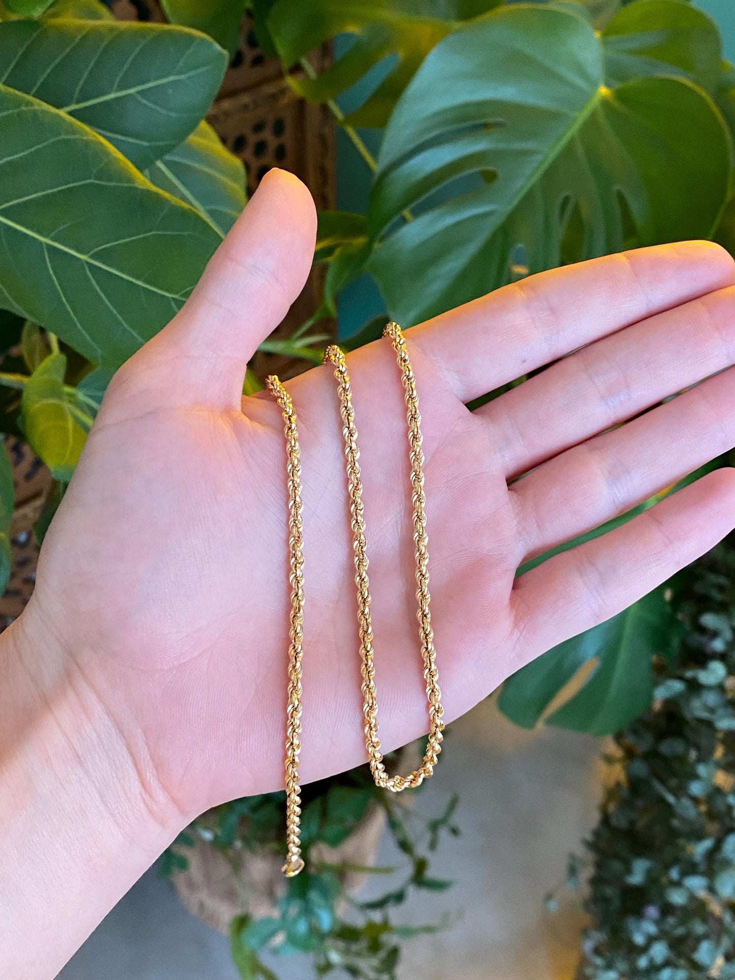 Vintage Solid 18k Yellow Gold Rope Chain Necklace - 19.5 inches