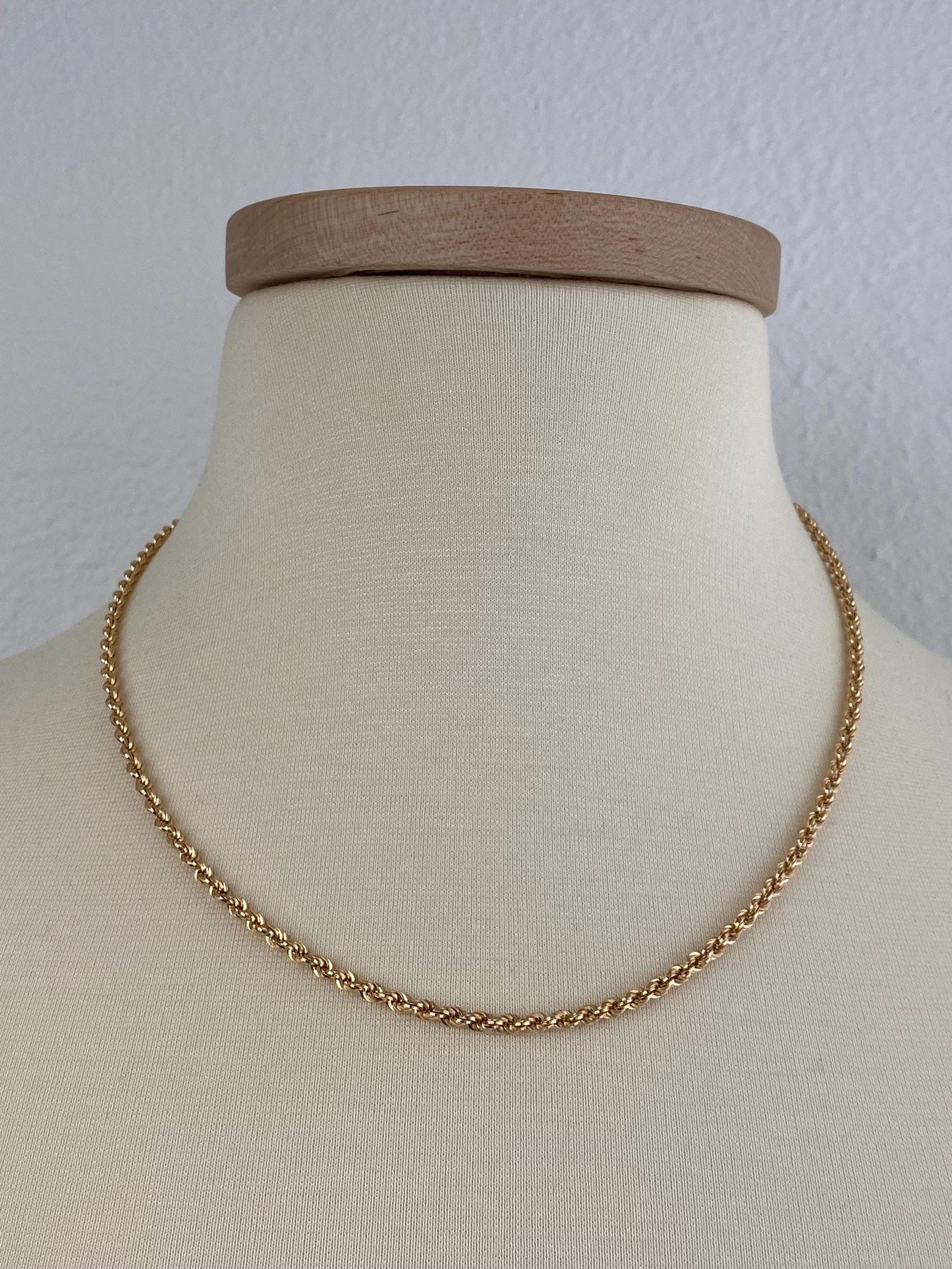 Vintage Solid 18k Yellow Gold Rope Chain Necklace - 19.5 inches