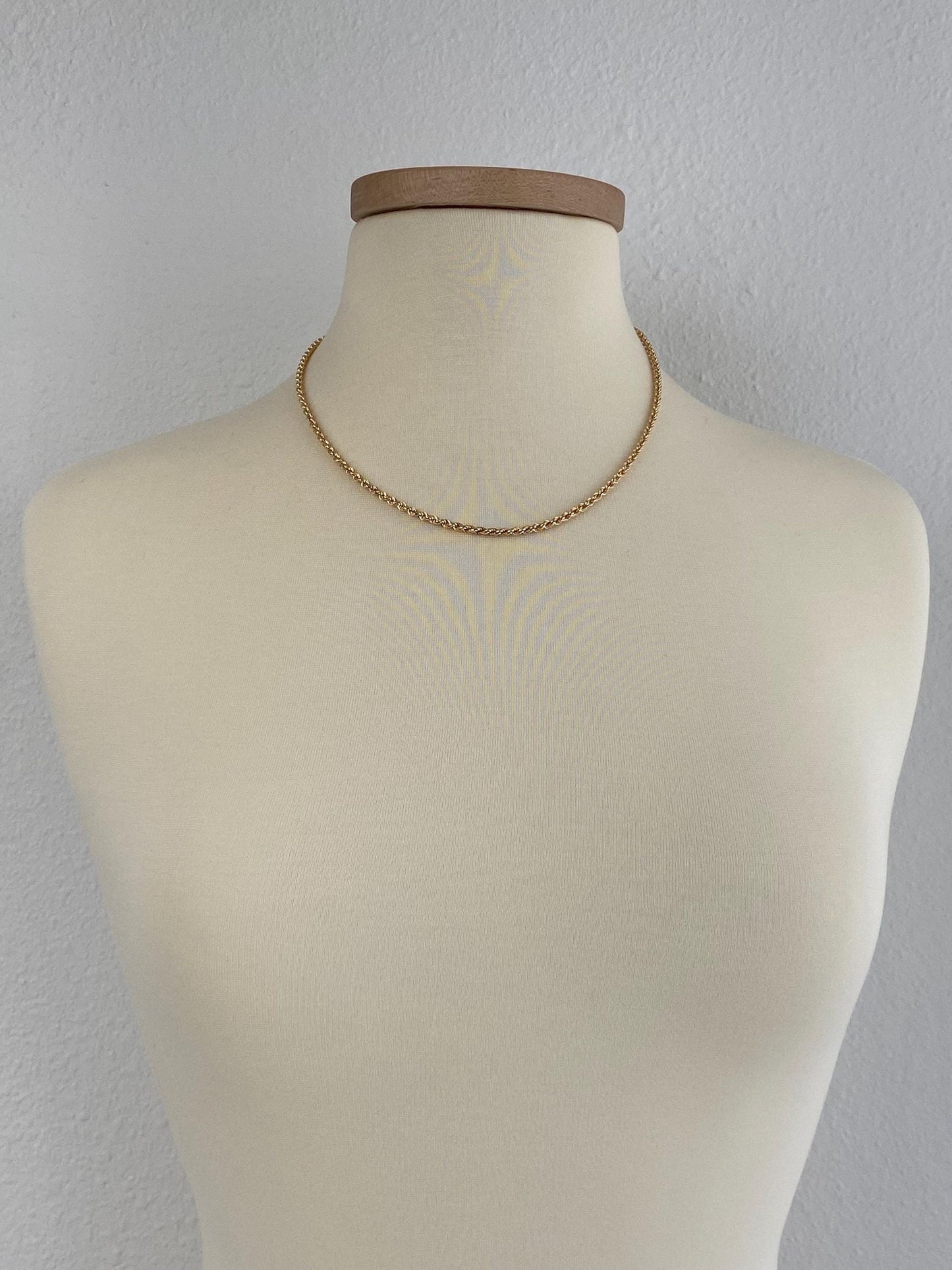Vintage Solid 18k Yellow Gold Rope Chain Necklace - 19.5 inches