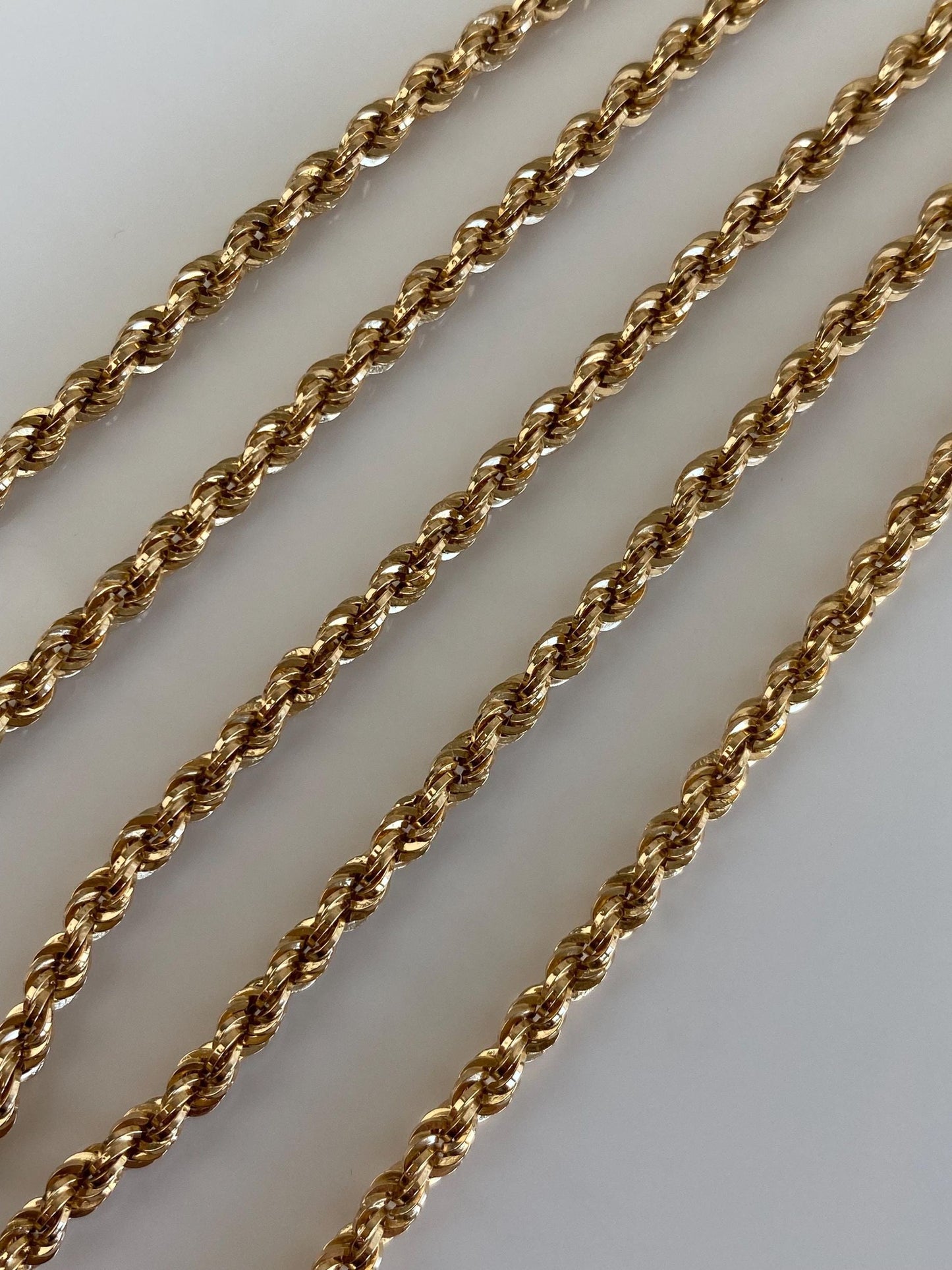 Vintage Solid 18k Yellow Gold Rope Chain Necklace - 19.5 inches
