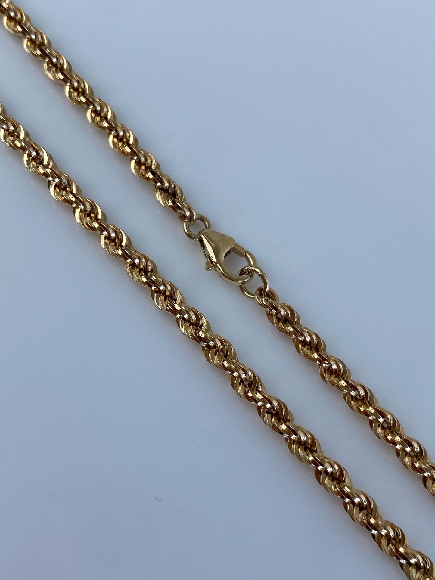 Vintage Solid 18k Yellow Gold Rope Chain Necklace - 19.5 inches