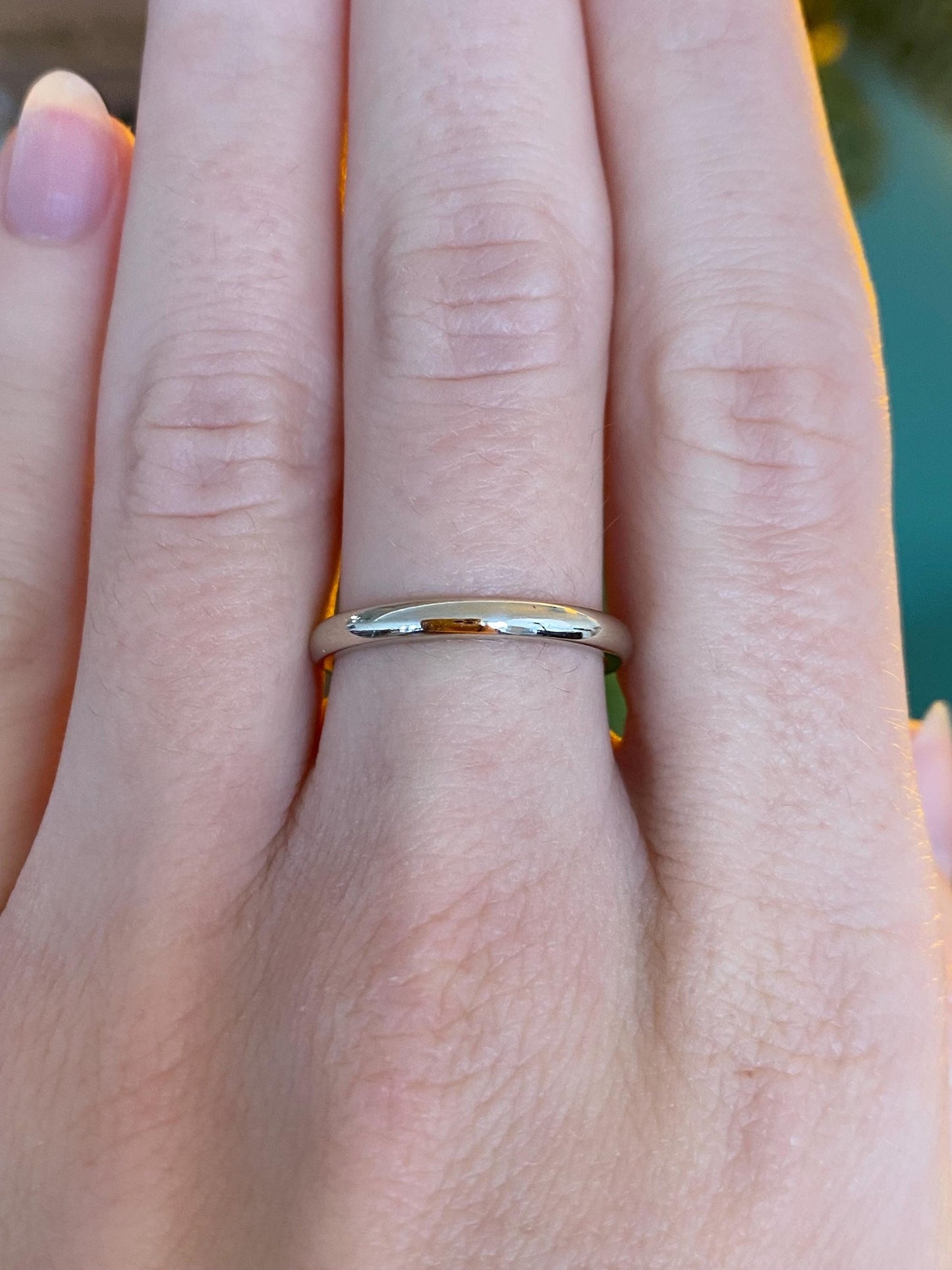 Vintage Solid 14k White Gold Ring Band - Size 6.75