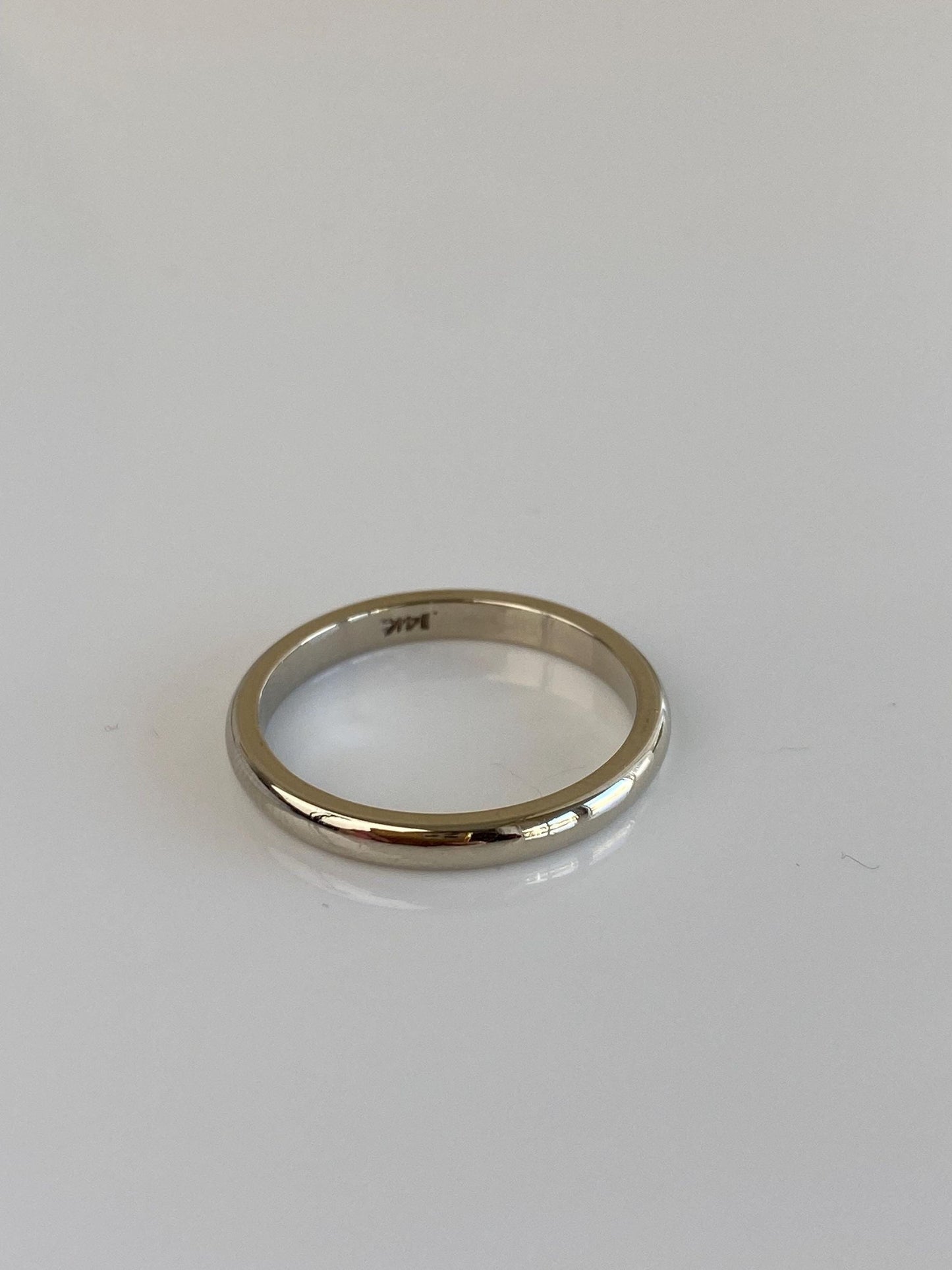 Vintage Solid 14k White Gold Ring Band - Size 6.75