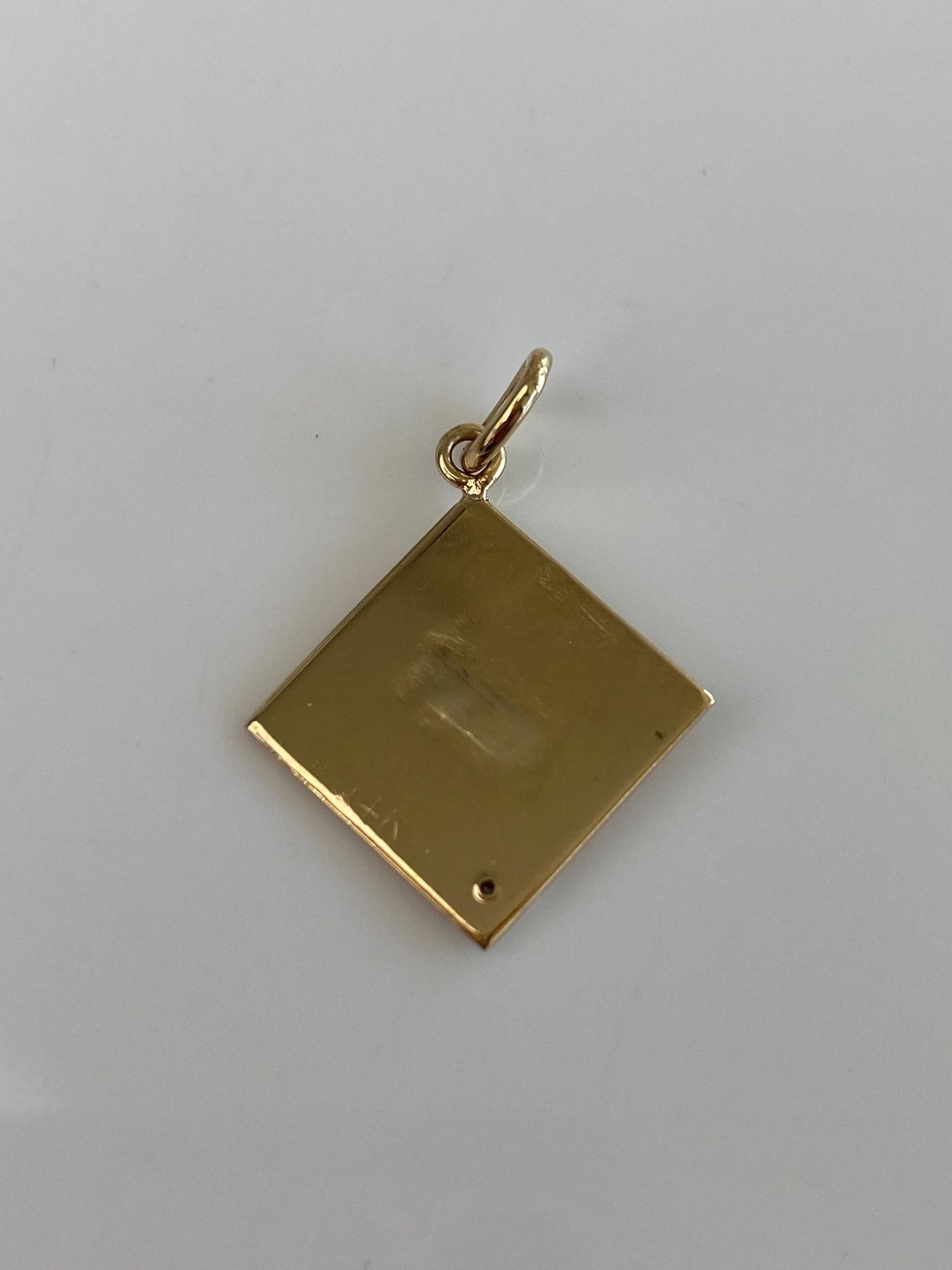 Solid 14k White & Yellow Gold Diamond Engine Turned Square Cufflink Conversion Charm