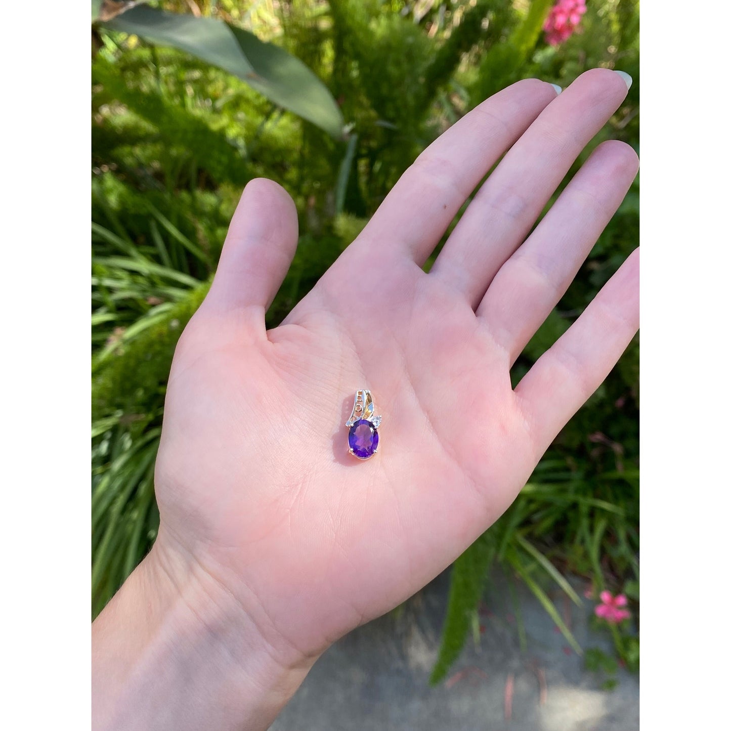 Vintage Solid 10k Yellow Gold Amethyst Diamond 'I Heart You' Charm