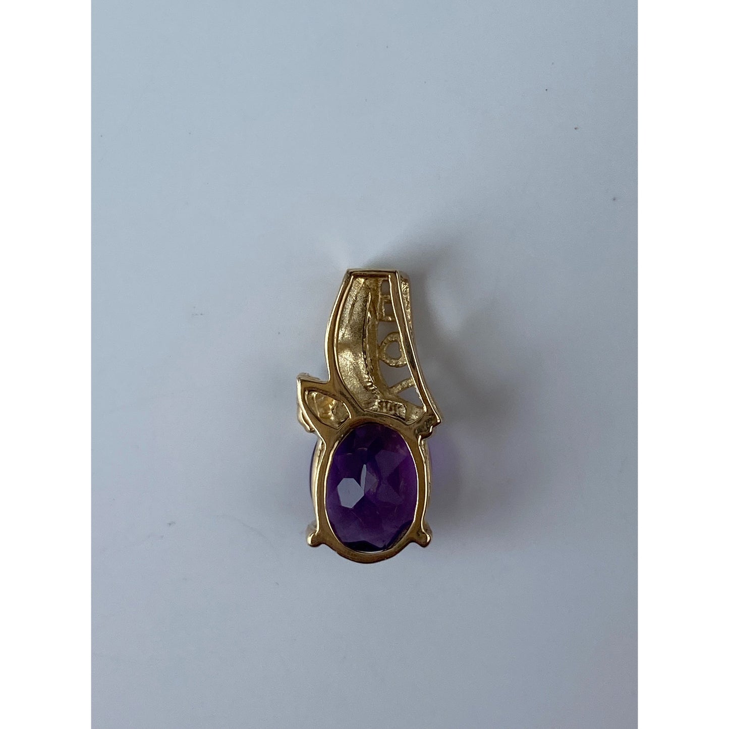 Vintage Solid 10k Yellow Gold Amethyst Diamond 'I Heart You' Charm