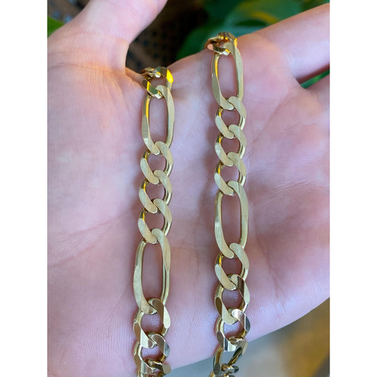 Vintage Solid 14k Yellow Gold Figaro Chain Necklace - 20 inches