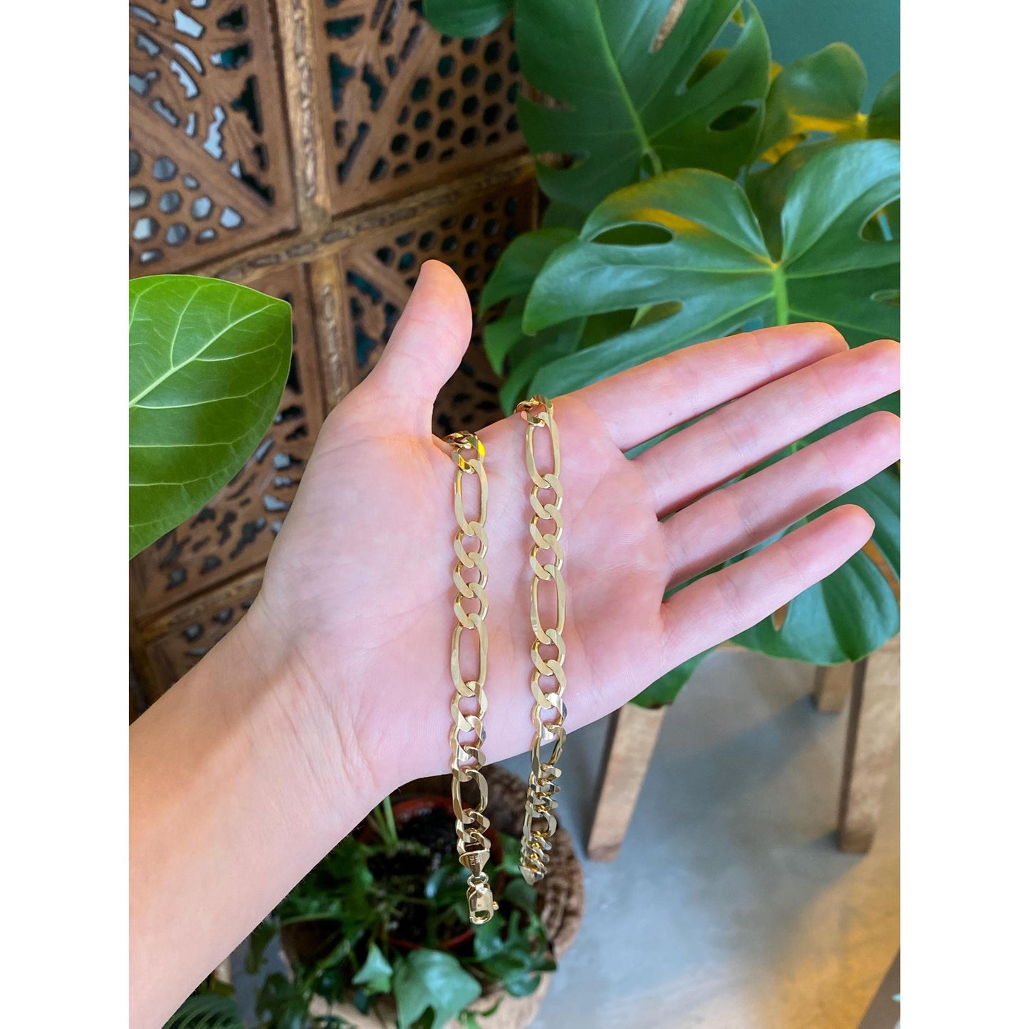 Vintage Solid 14k Yellow Gold Figaro Chain Necklace - 20 inches