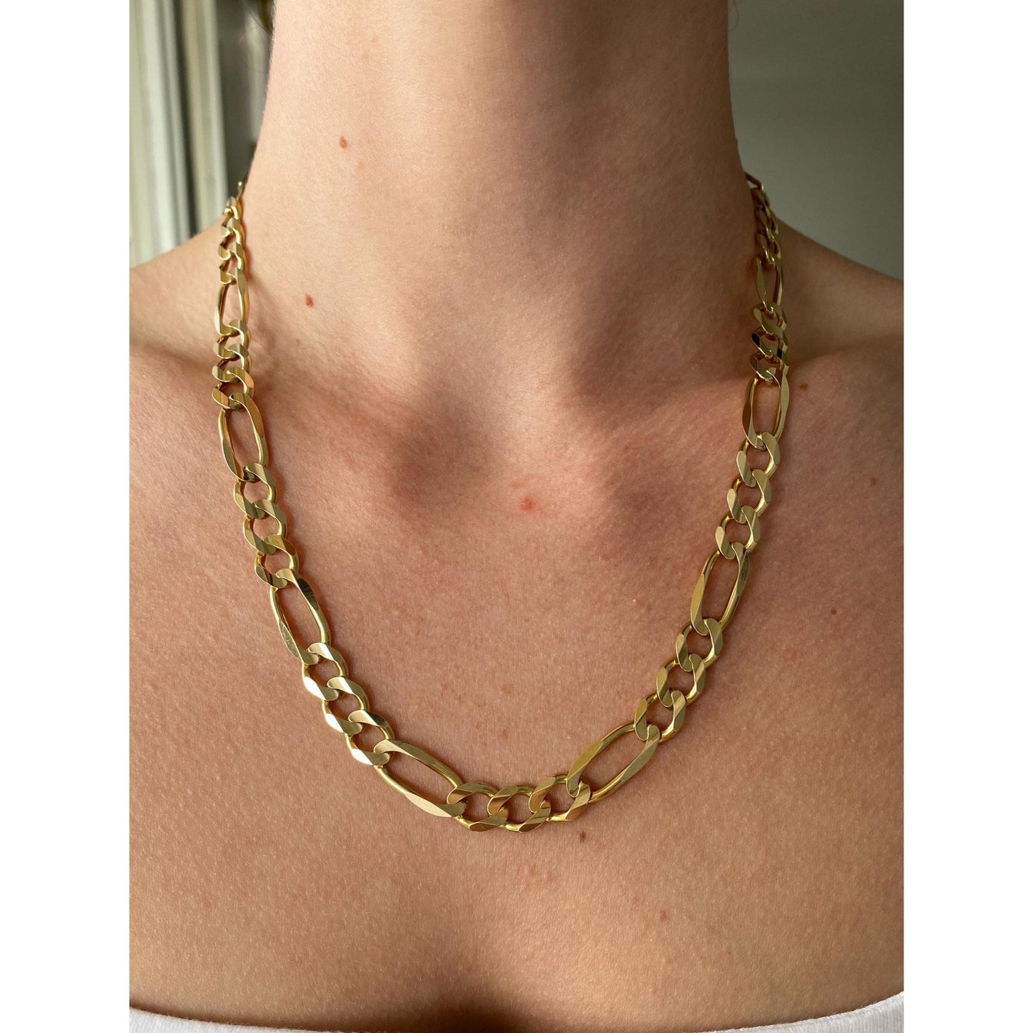 Vintage Solid 14k Yellow Gold Figaro Chain Necklace - 20 inches