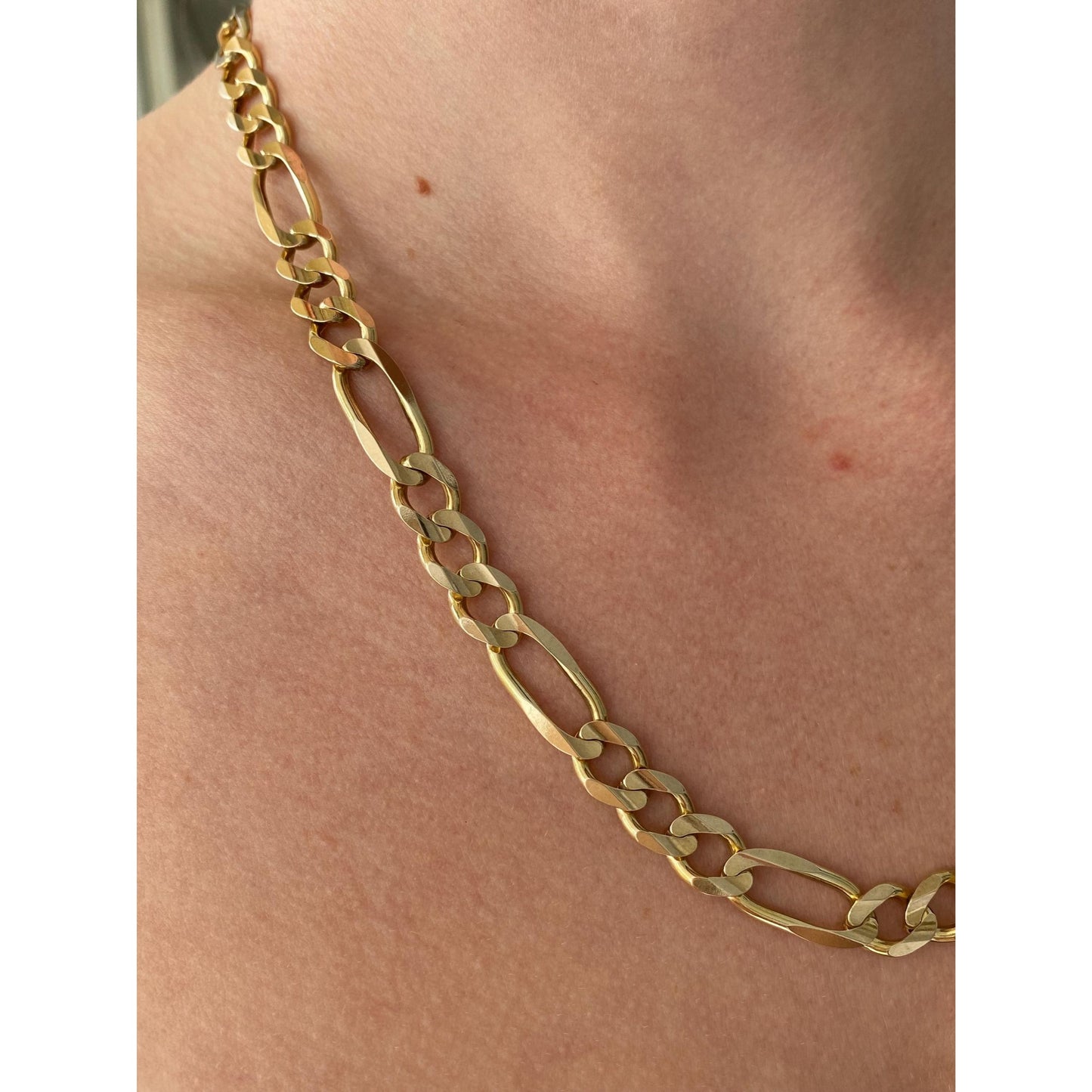 Vintage Solid 14k Yellow Gold Figaro Chain Necklace - 20 inches