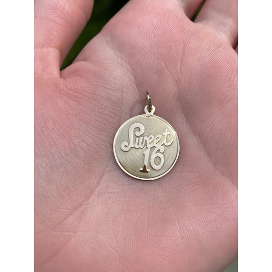 Vintage Solid 14k Yellow Gold 'Sweet 16' Charm