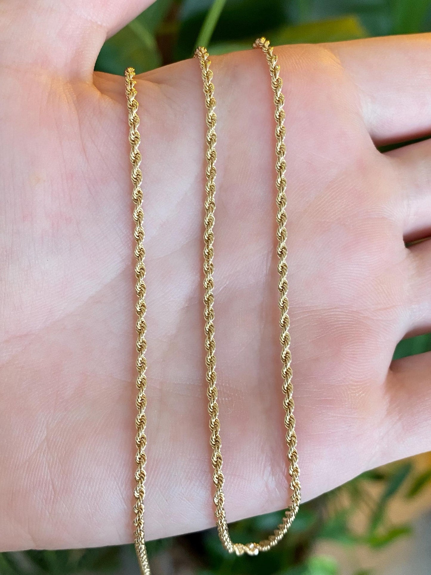 Vintage 14k Yellow Gold Slim Rope Chain Necklace - 20 inches
