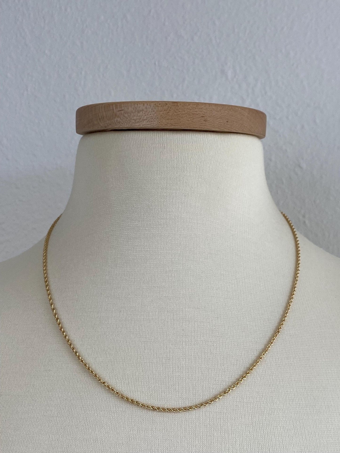 Vintage 14k Yellow Gold Slim Rope Chain Necklace - 20 inches