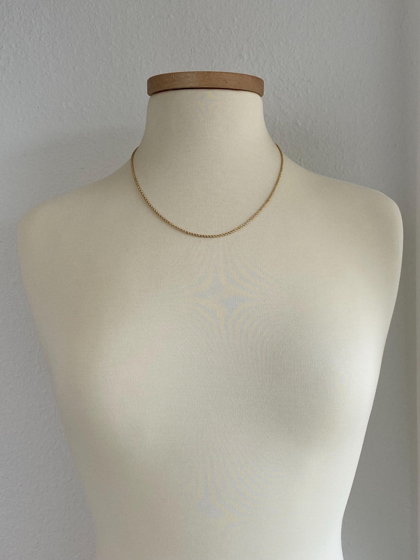 Vintage 14k Yellow Gold Slim Rope Chain Necklace - 20 inches