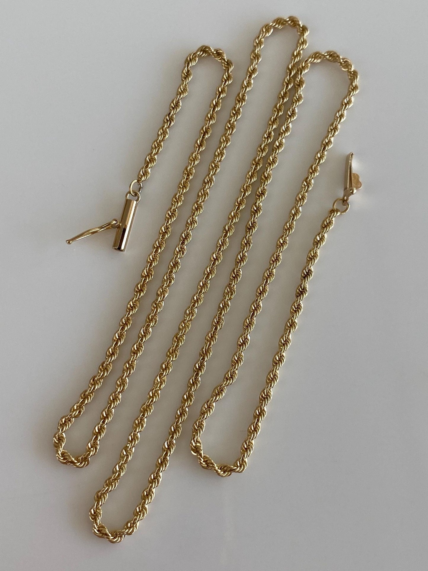 Vintage 14k Yellow Gold Slim Rope Chain Necklace - 20 inches