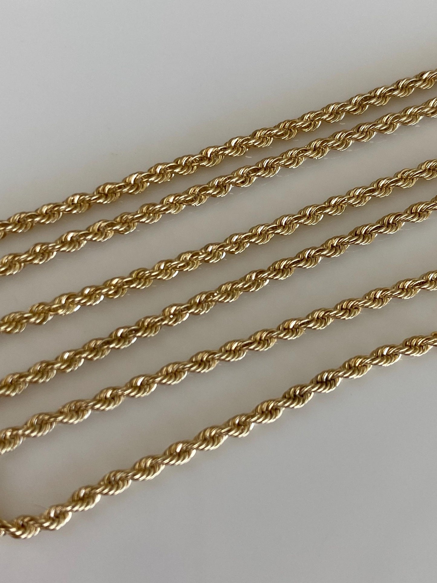 Vintage 14k Yellow Gold Slim Rope Chain Necklace - 20 inches