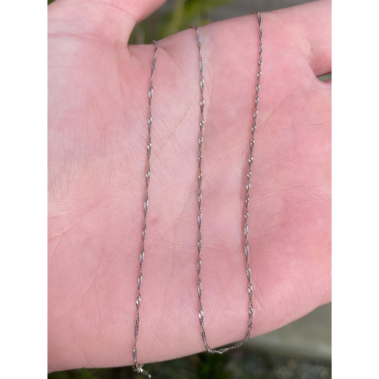 Vintage Solid 14k White Gold Twist Chain Necklace - 16 inches