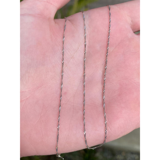 Vintage Solid 14k White Gold Twist Chain Necklace - 16 inches