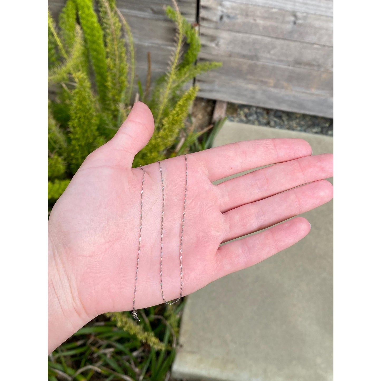 Vintage Solid 14k White Gold Twist Chain Necklace - 16 inches