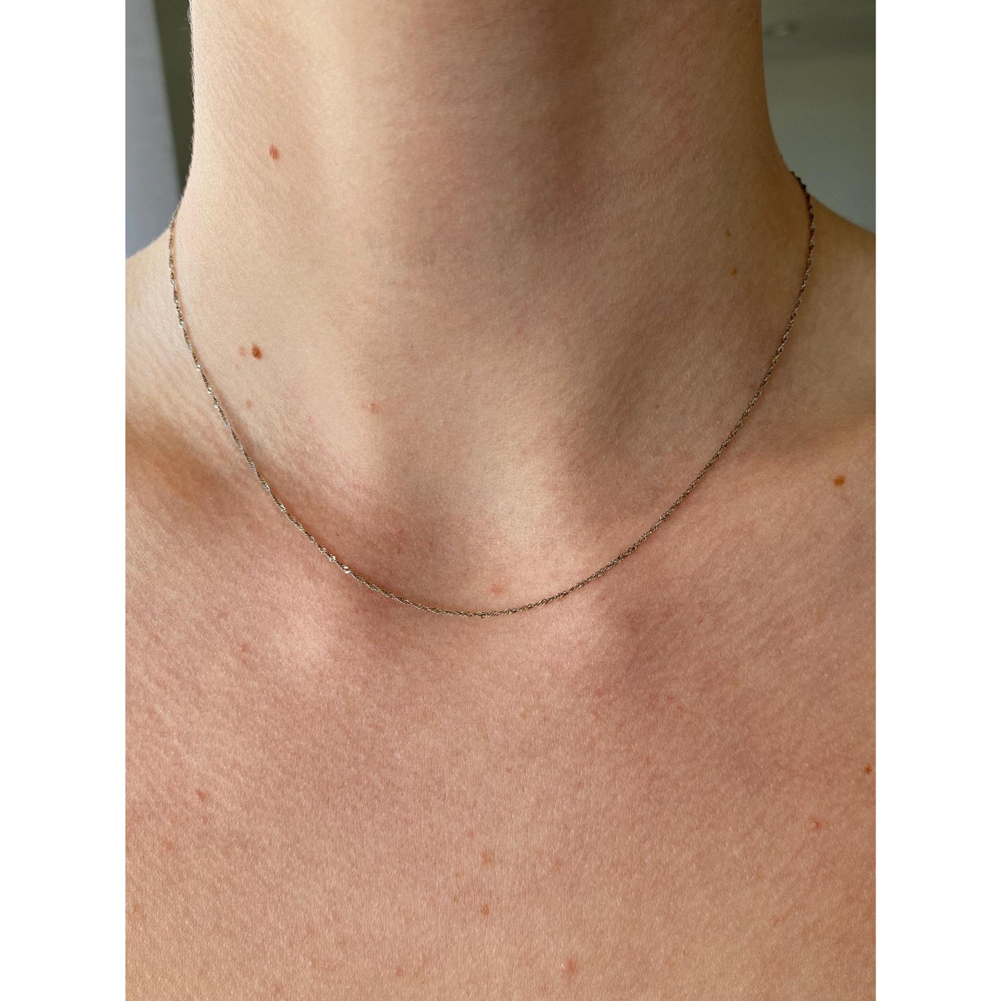 Vintage Solid 14k White Gold Twist Chain Necklace - 16 inches